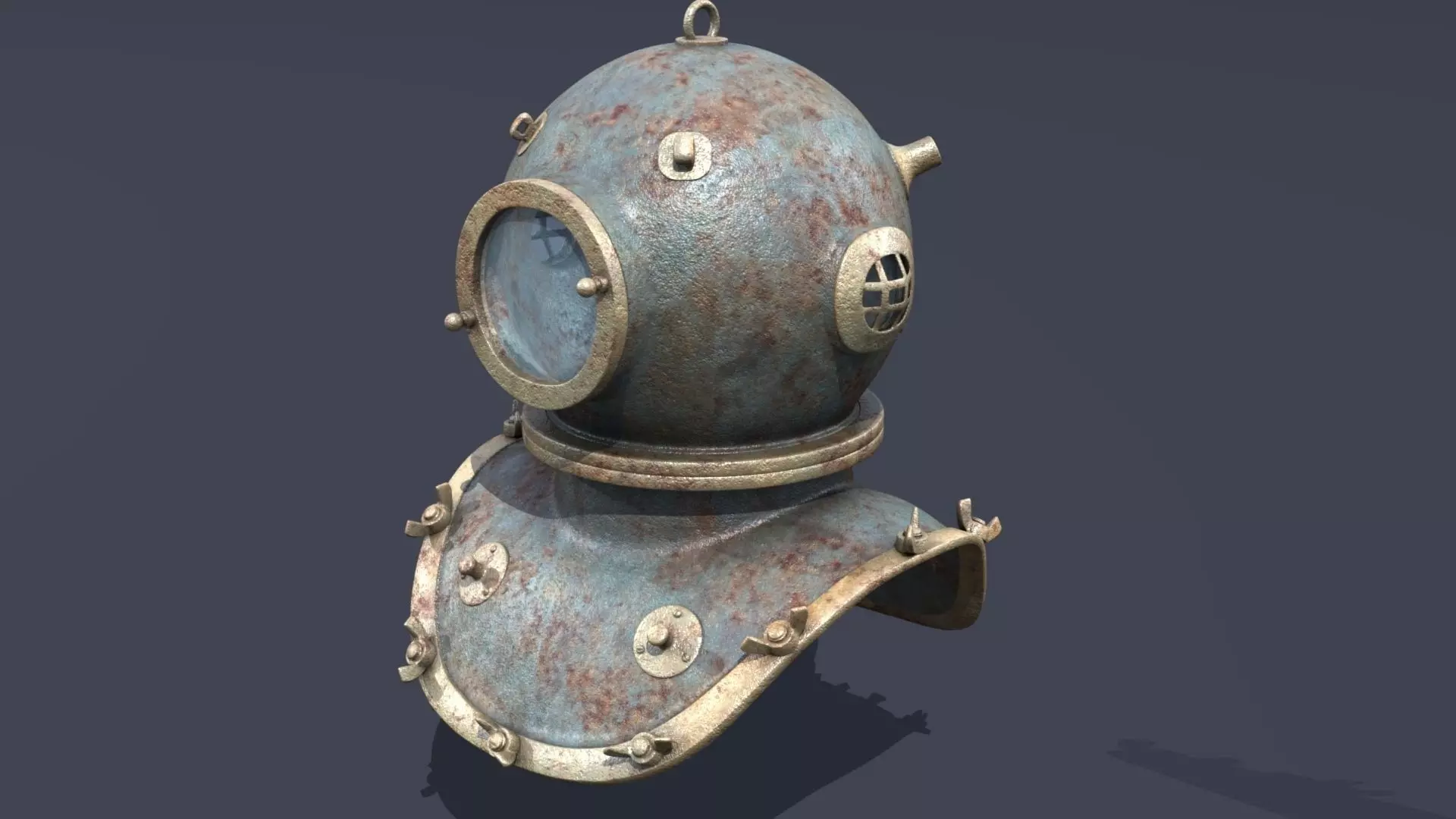 XIX Century diving helmet Low-poly 3D model_0