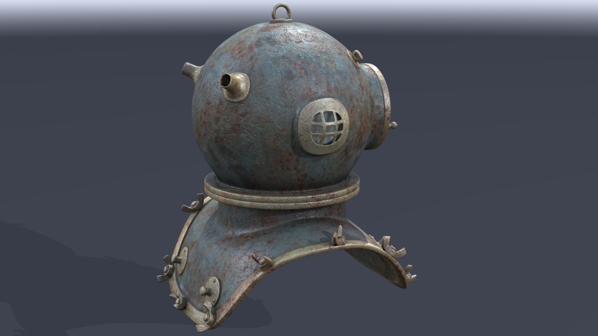 XIX Century diving helmet Low-poly 3D model_3