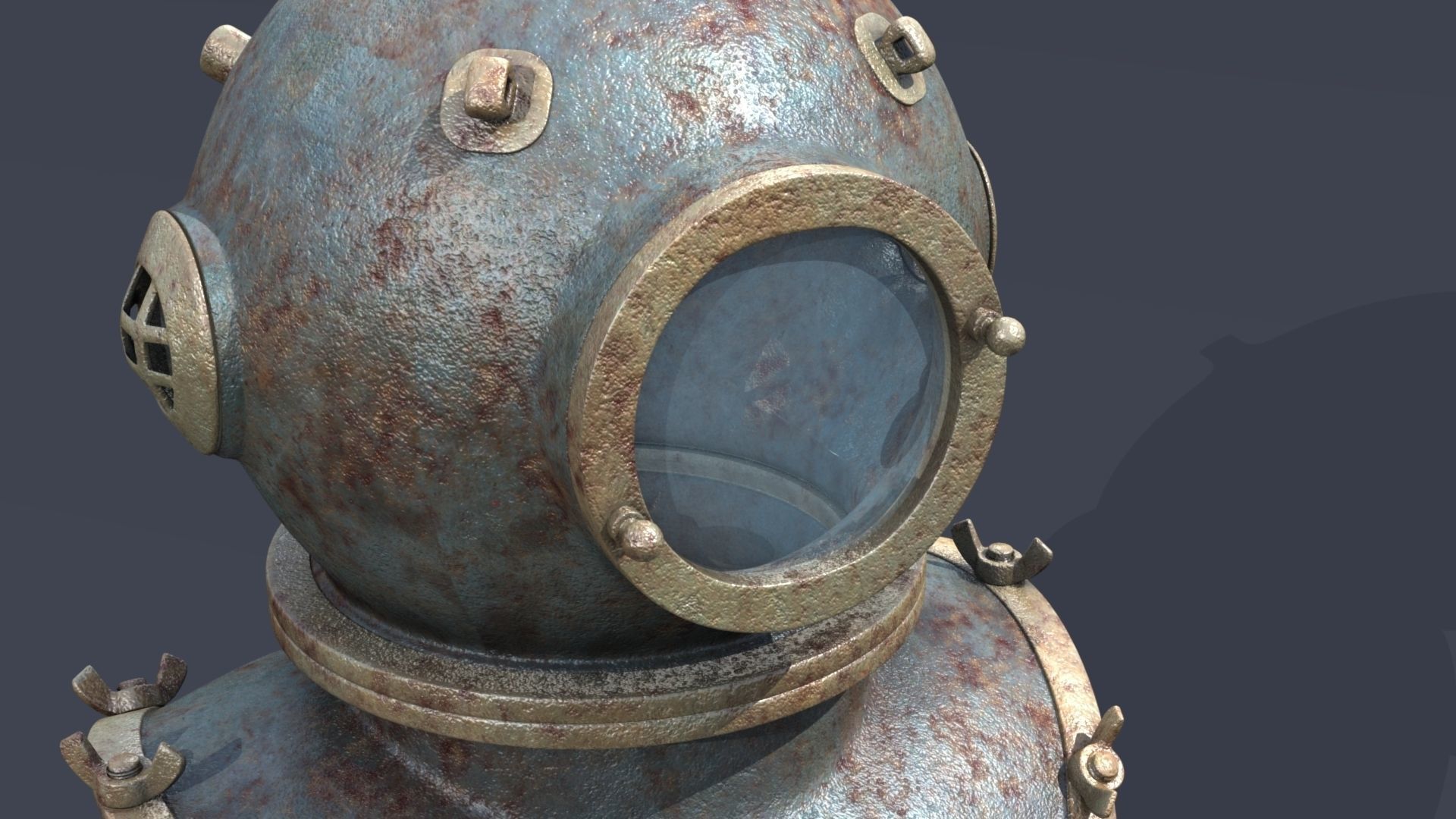XIX Century diving helmet Low-poly 3D model_5