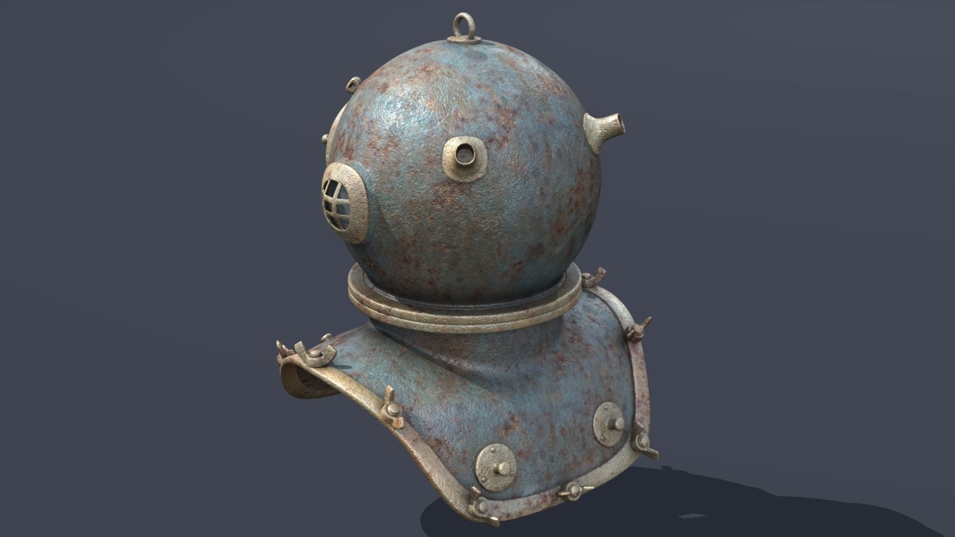 XIX Century diving helmet Low-poly 3D model_1