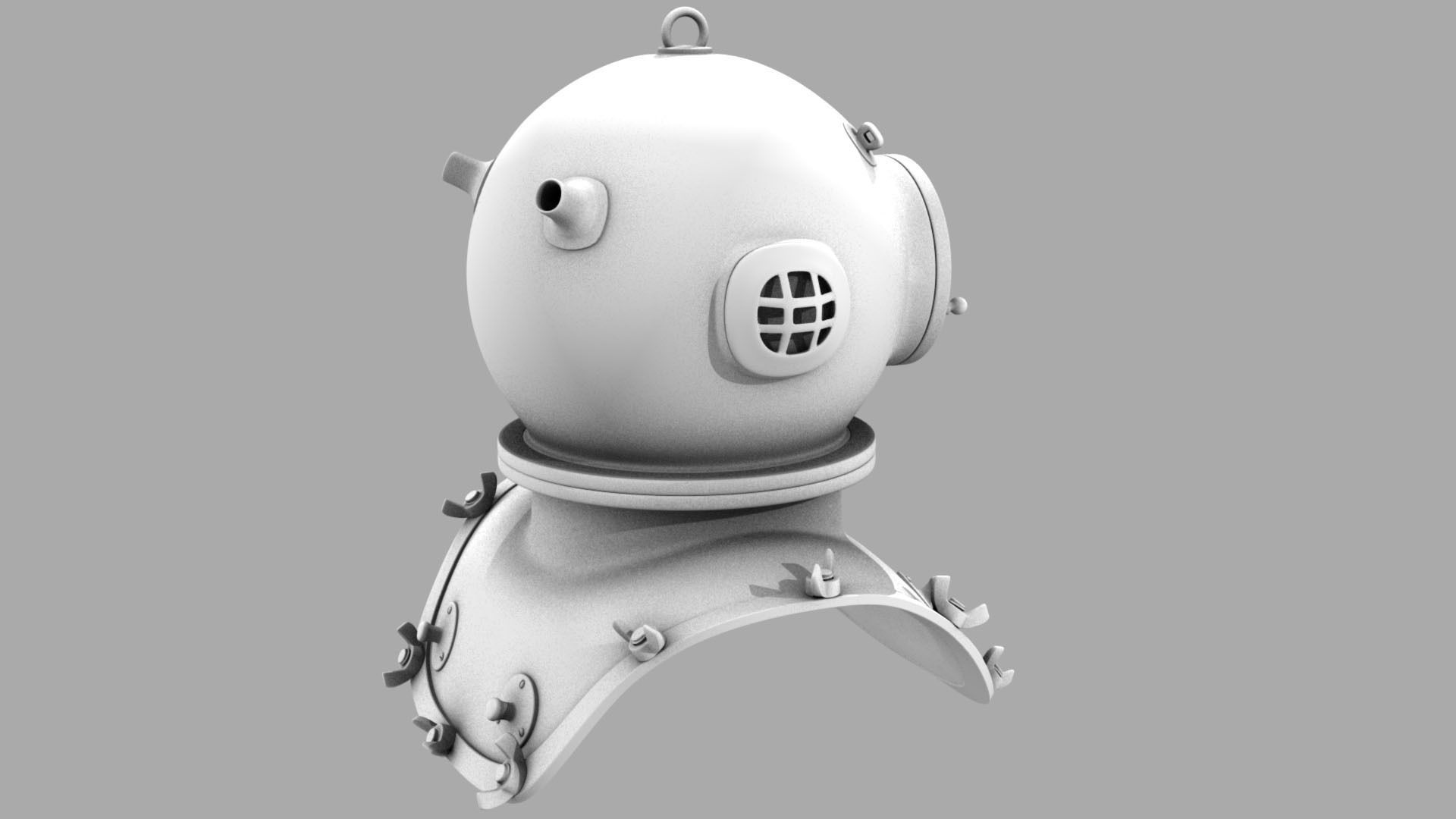 XIX Century diving helmet Low-poly 3D model_9