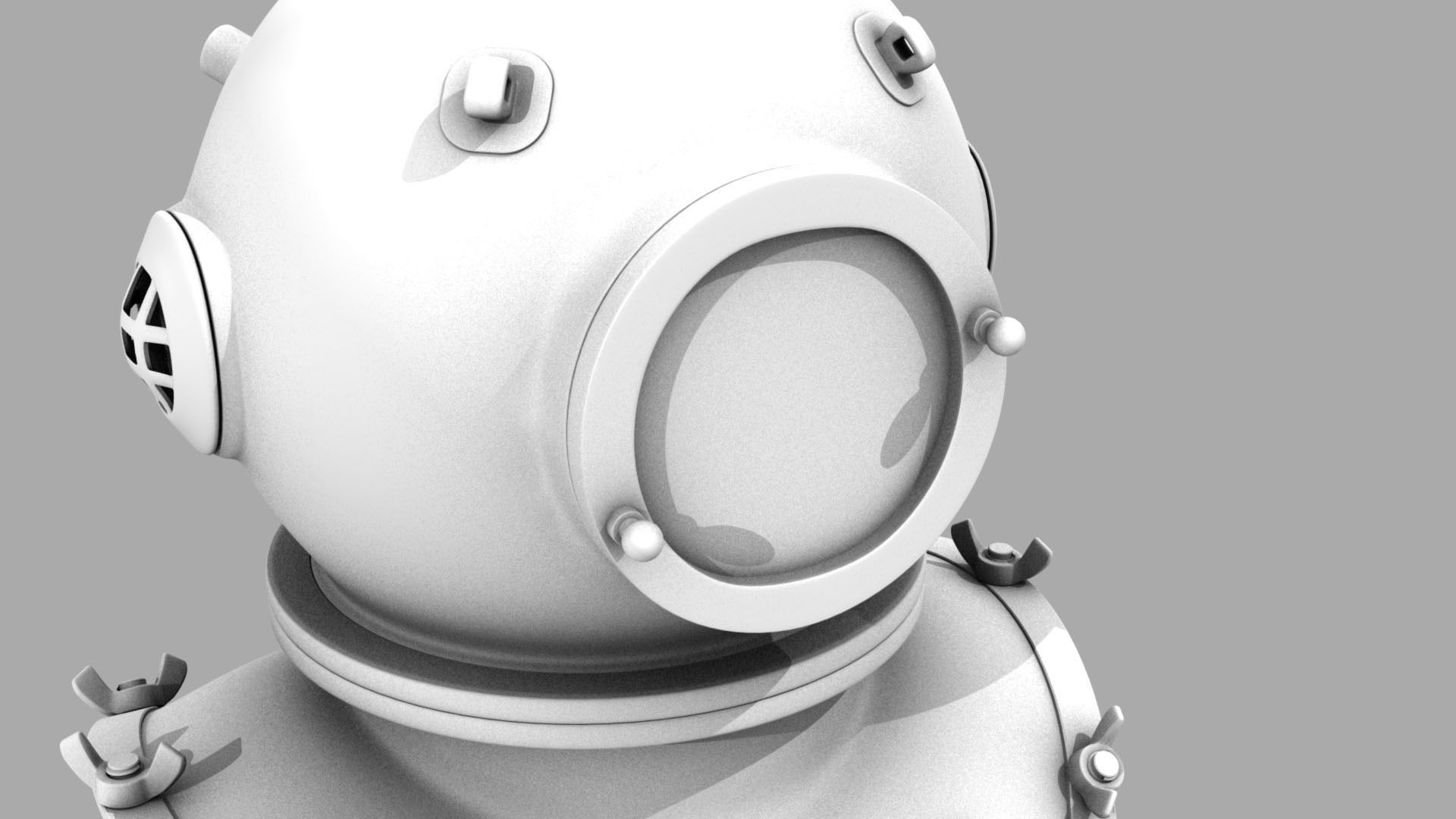 XIX Century diving helmet Low-poly 3D model_12
