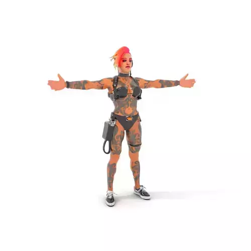 Tattooed Cyberpunk Model Pack Low-poly 3D model