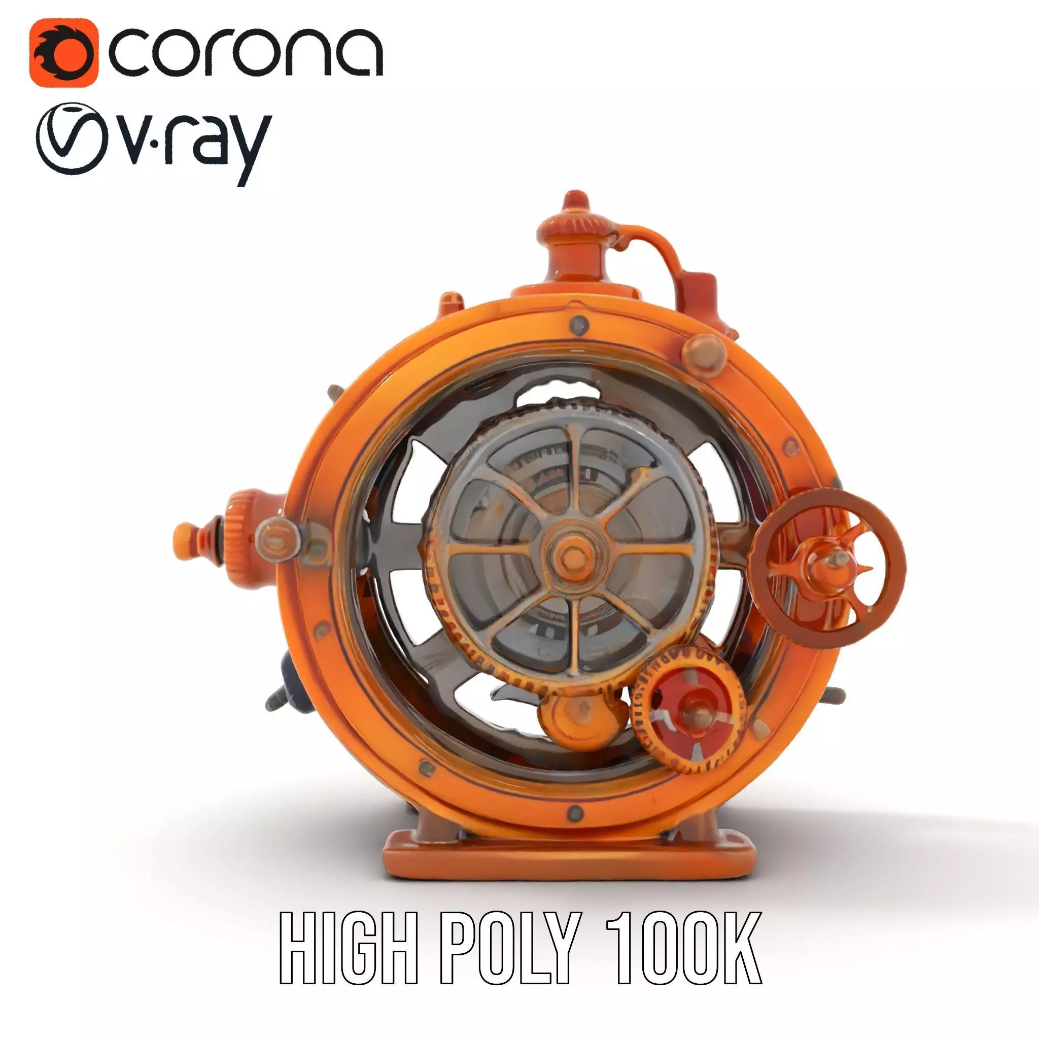 Steampunk Gear Clock model pack Low-poly 3D model_23