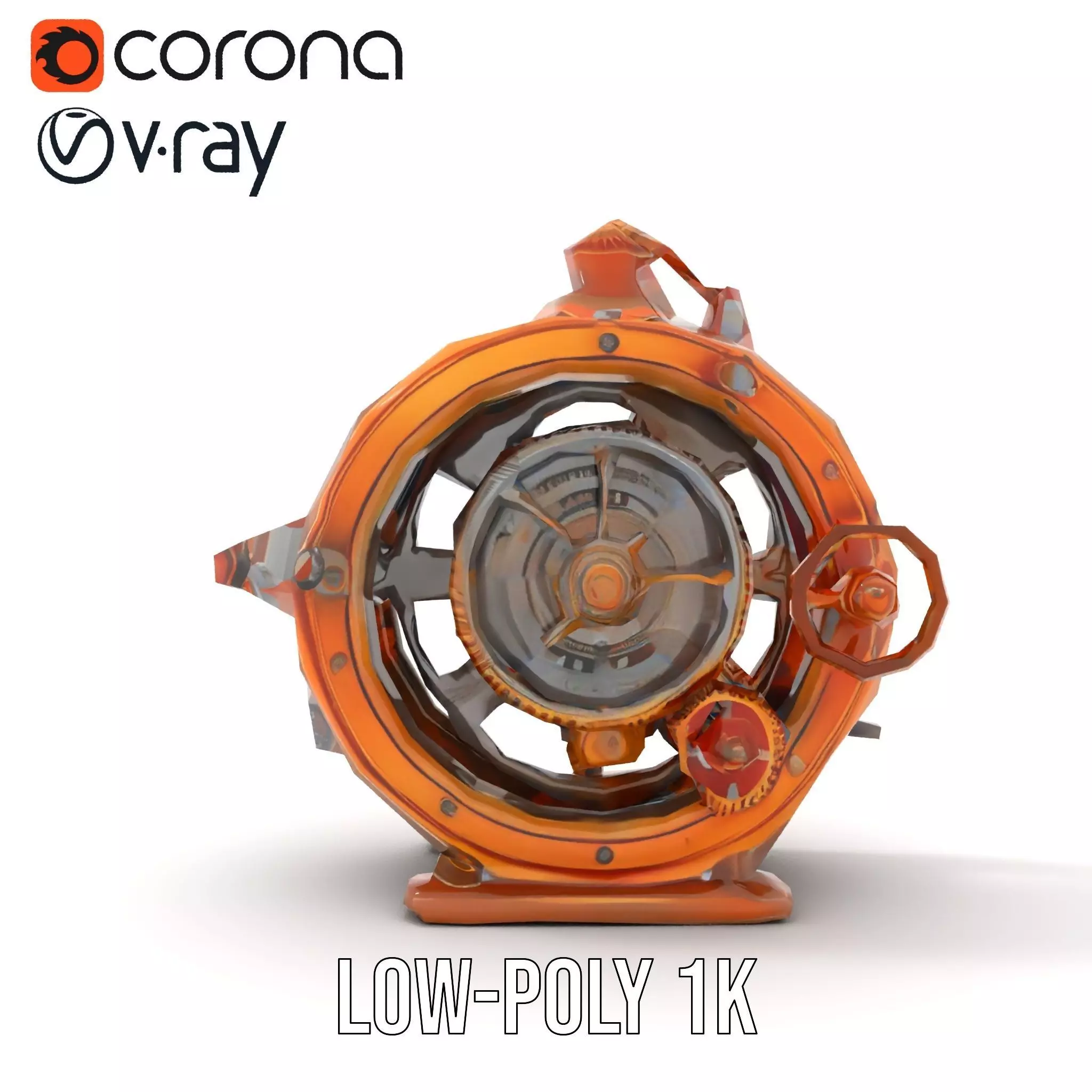 Steampunk Gear Clock model pack Low-poly 3D model_9