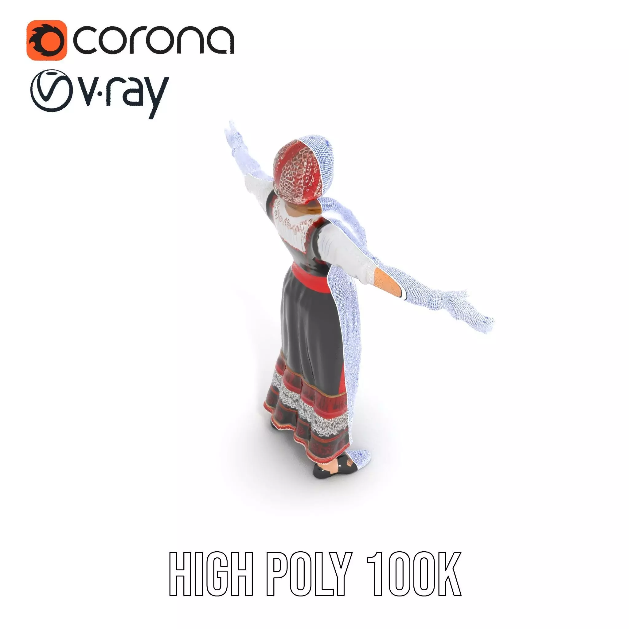 Traditional Folk Costume model pack Low-poly 3D model_33