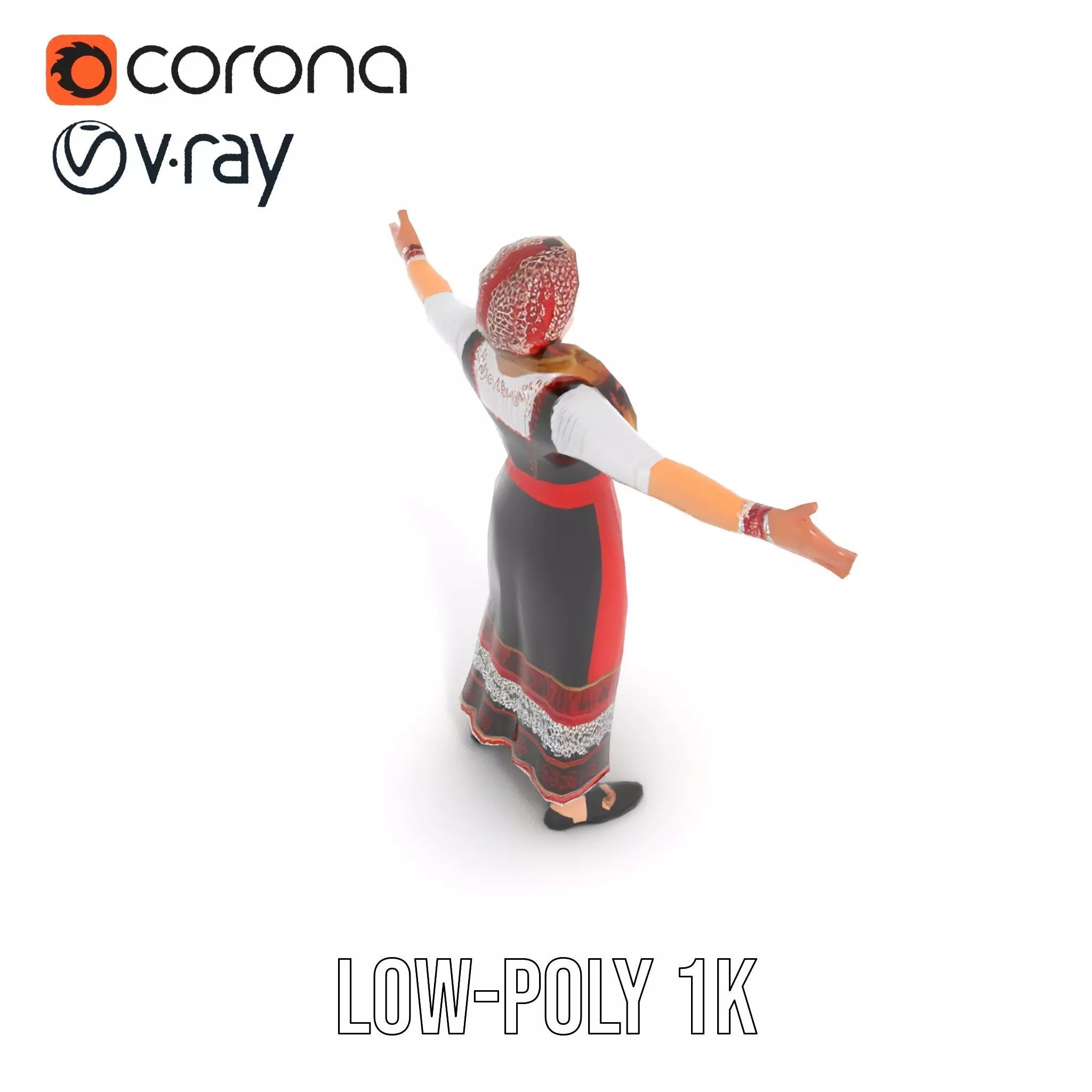 Traditional Folk Costume model pack Low-poly 3D model_11
