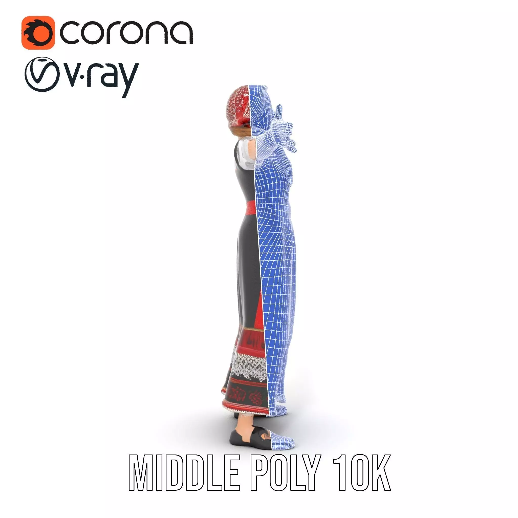 Traditional Folk Costume model pack Low-poly 3D model_27