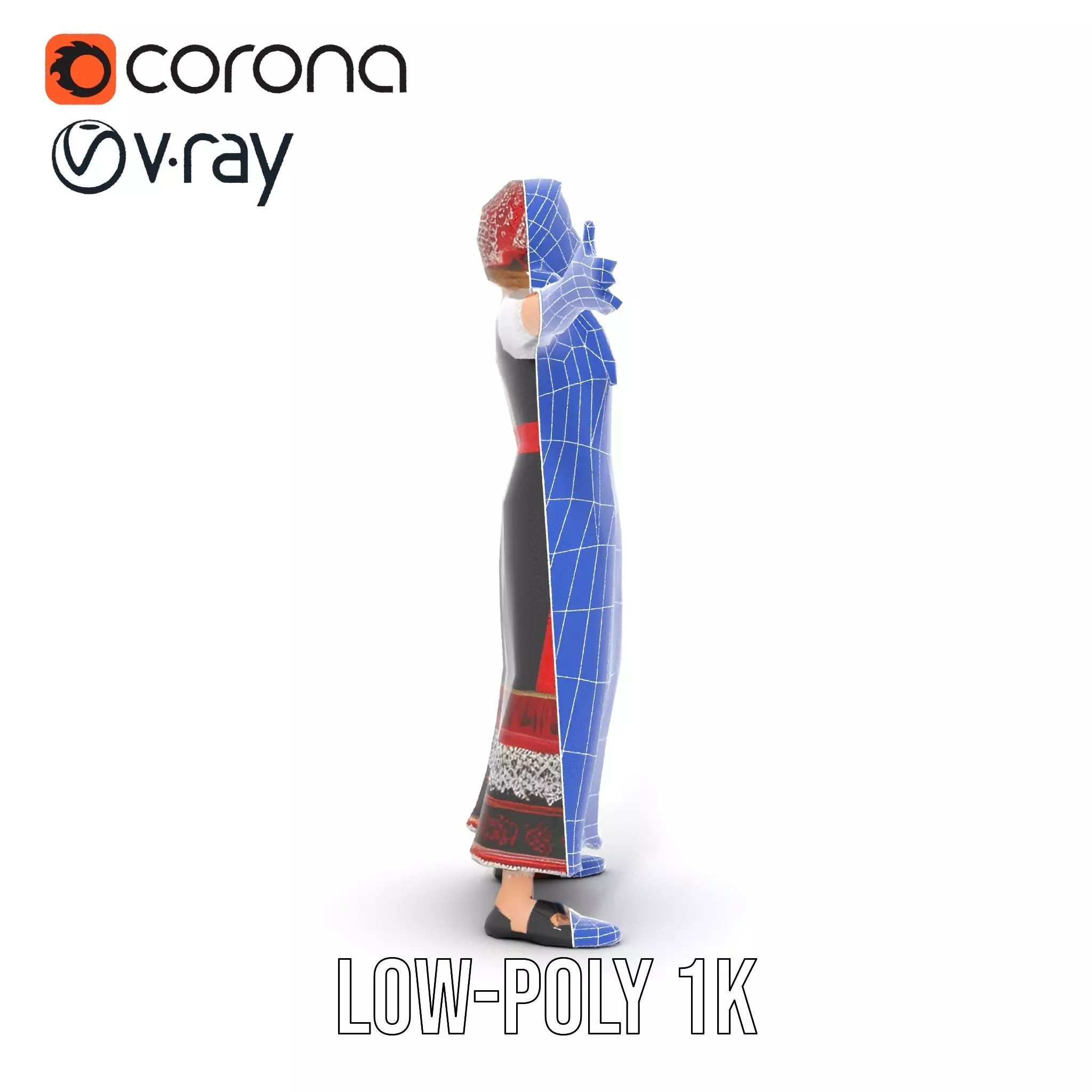 Traditional Folk Costume model pack Low-poly 3D model_14