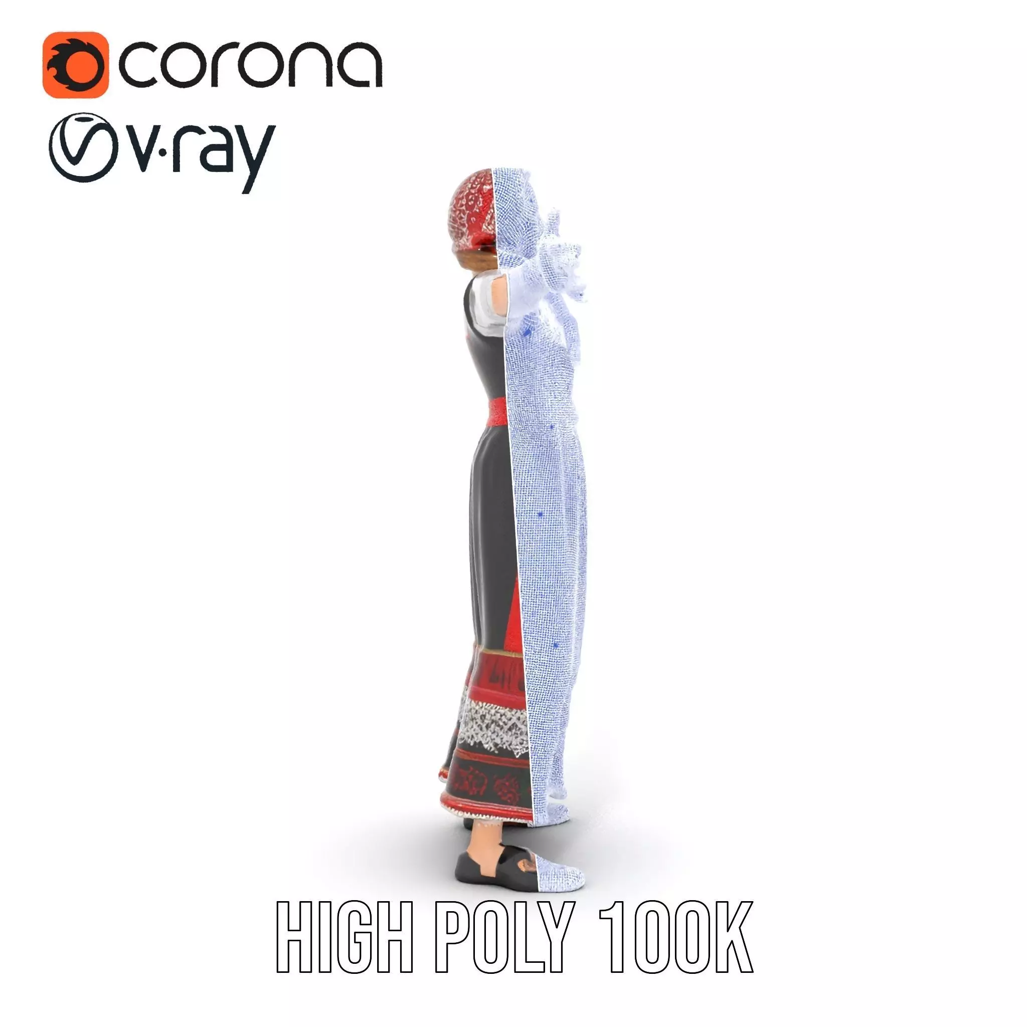 Traditional Folk Costume model pack Low-poly 3D model_29