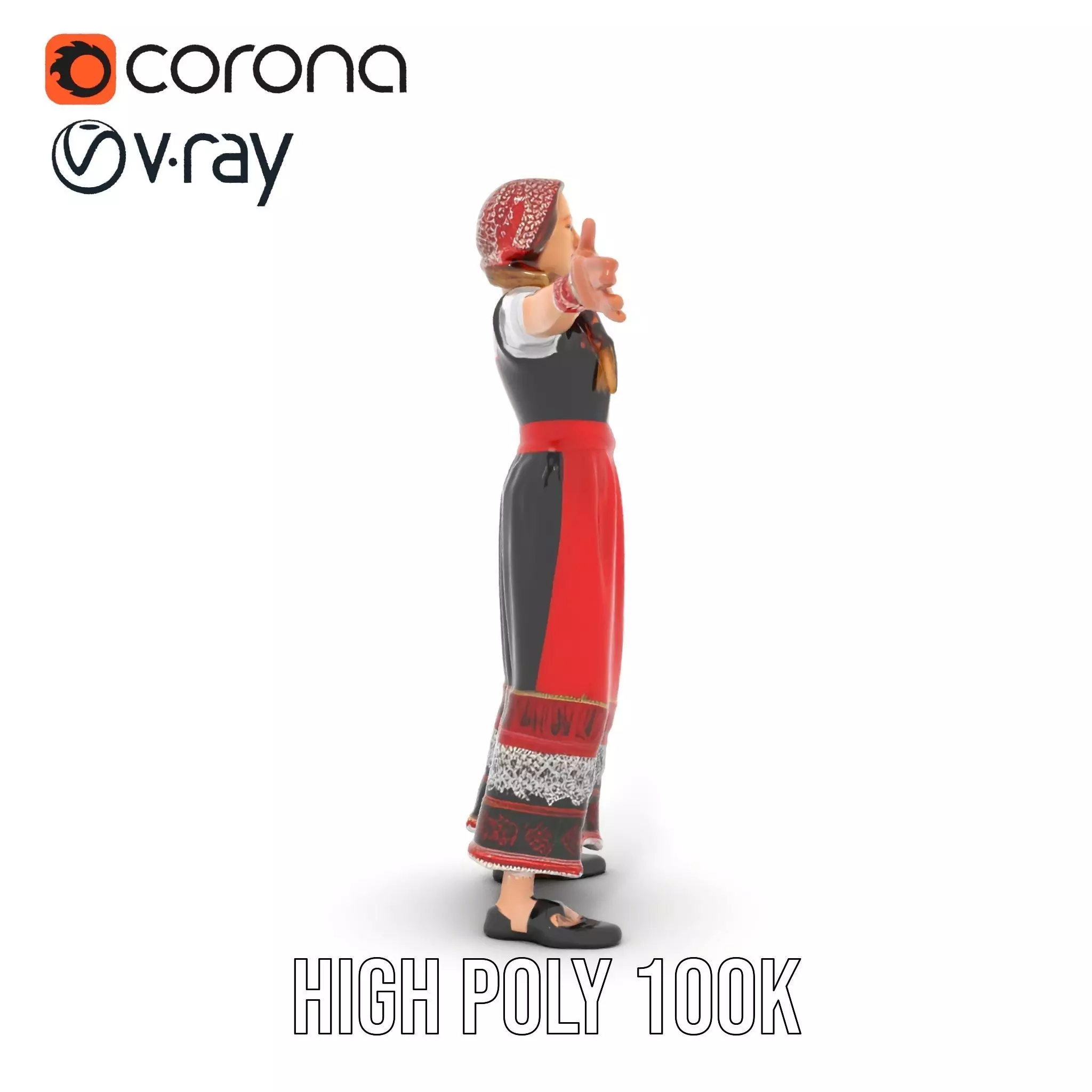 Traditional Folk Costume model pack Low-poly 3D model_32