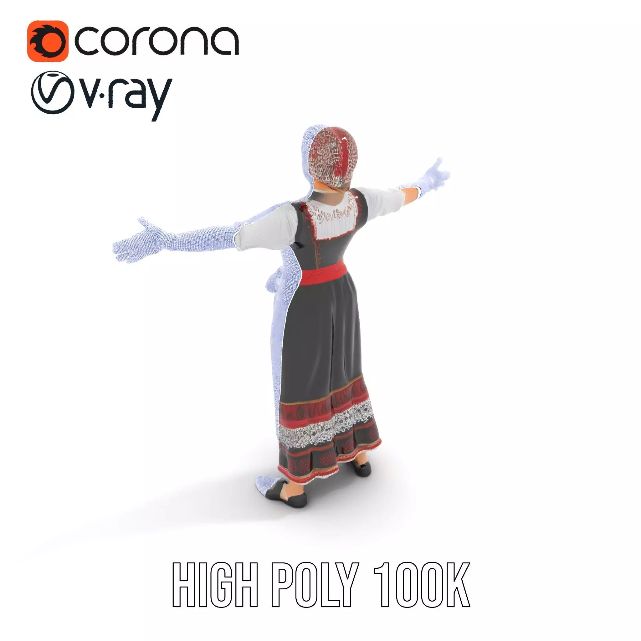 Traditional Folk Costume model pack Low-poly 3D model_23
