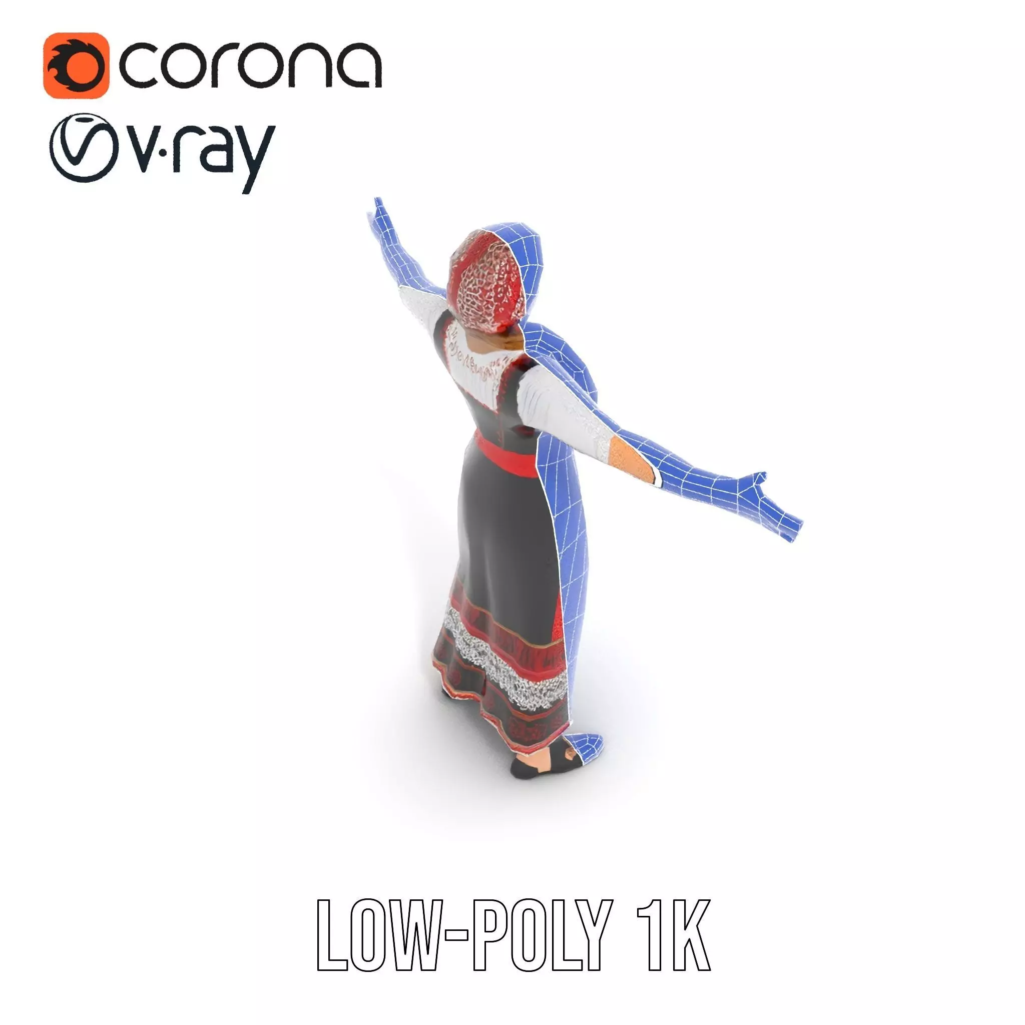 Traditional Folk Costume model pack Low-poly 3D model_16