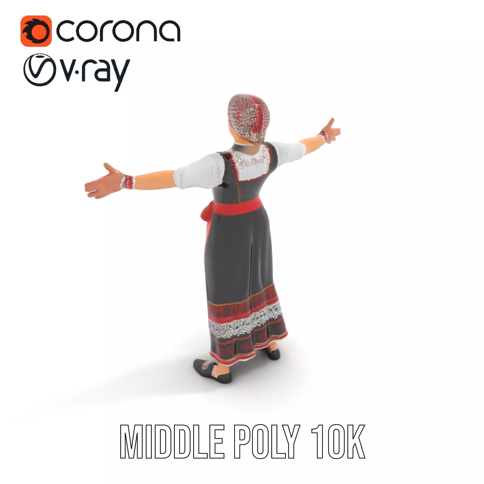 Traditional Folk Costume model pack Low-poly 3D model_18