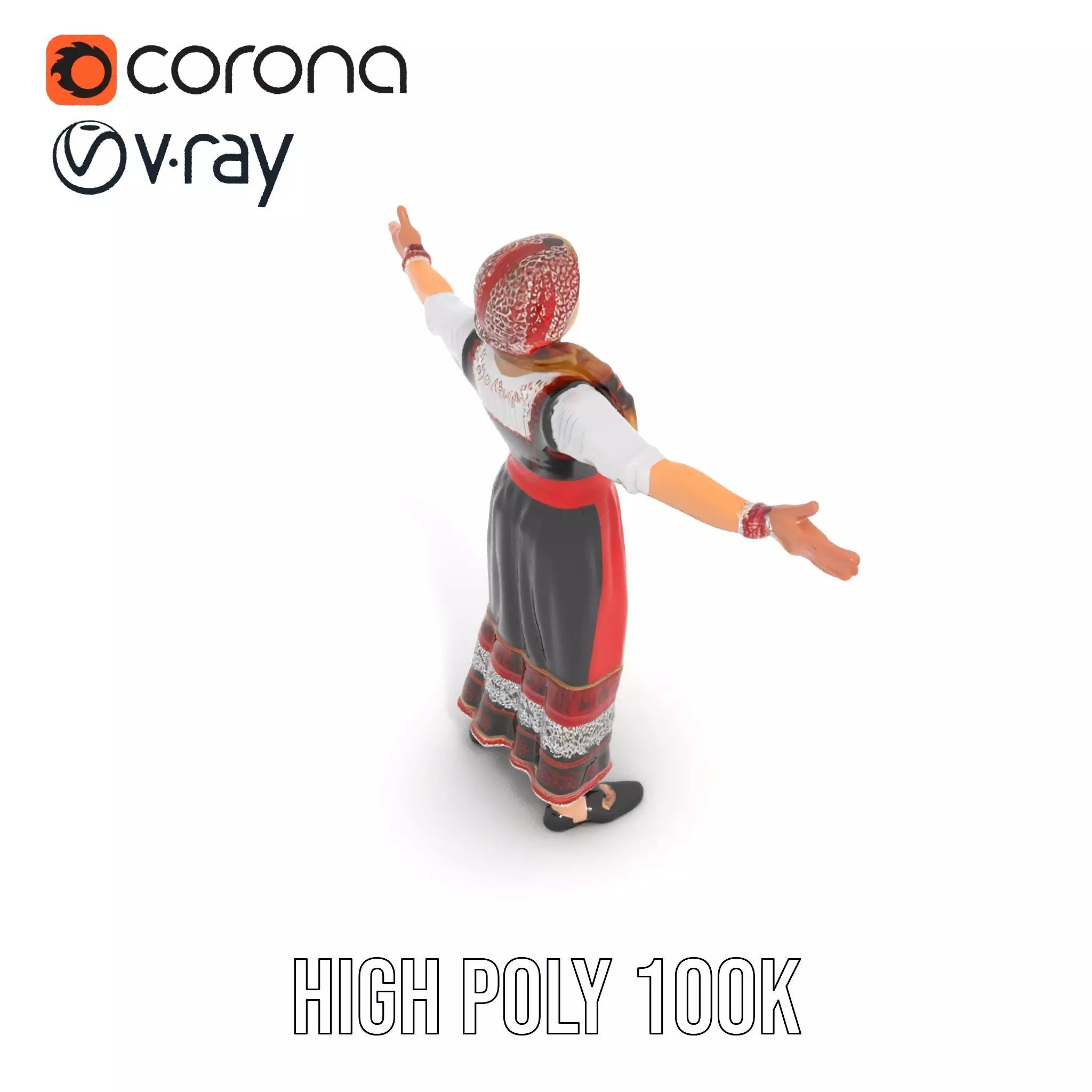 Traditional Folk Costume model pack Low-poly 3D model_17