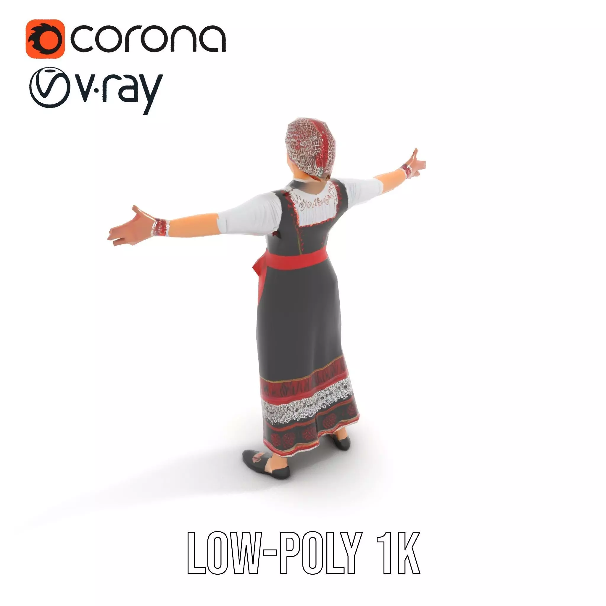 Traditional Folk Costume model pack Low-poly 3D model_9