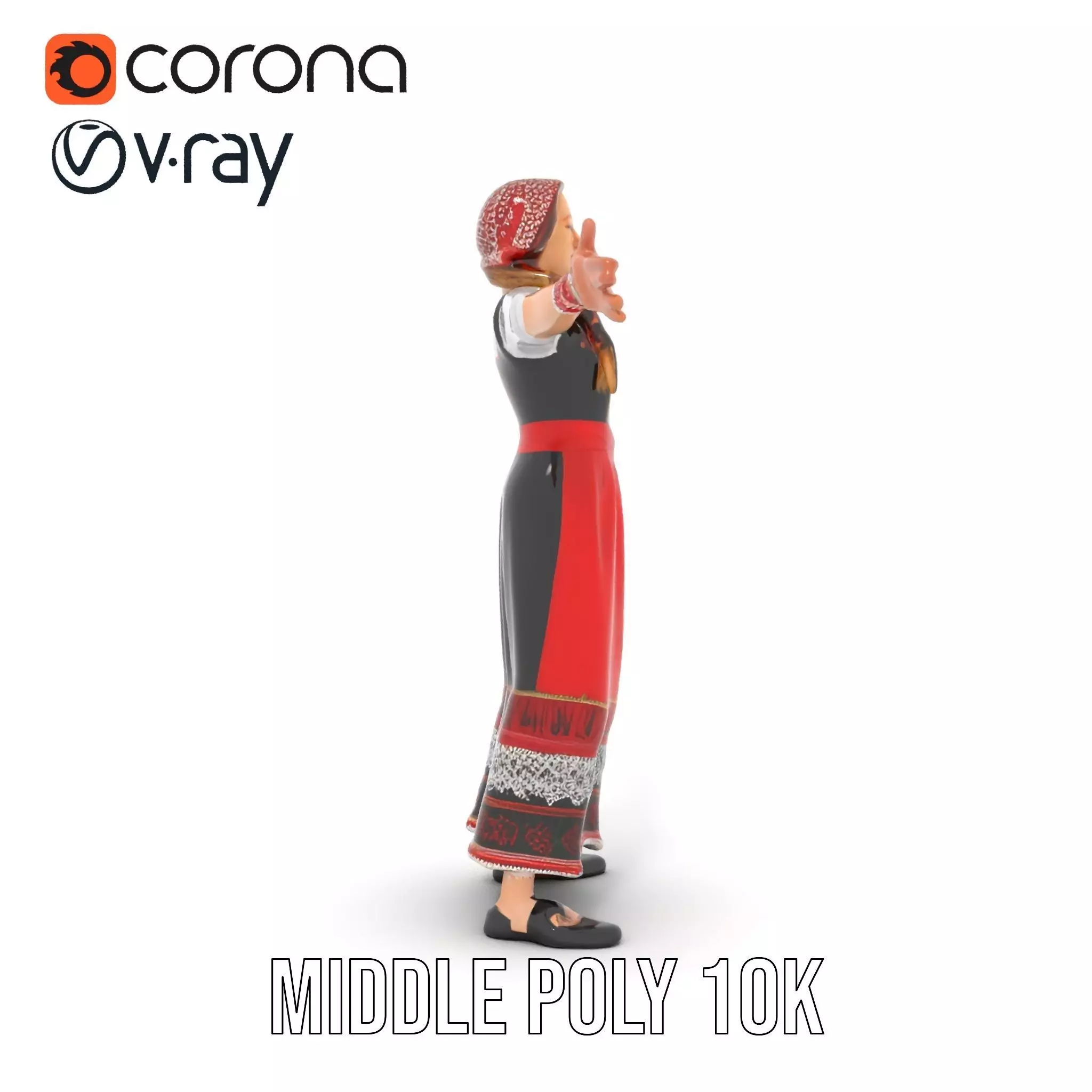 Traditional Folk Costume model pack Low-poly 3D model_21