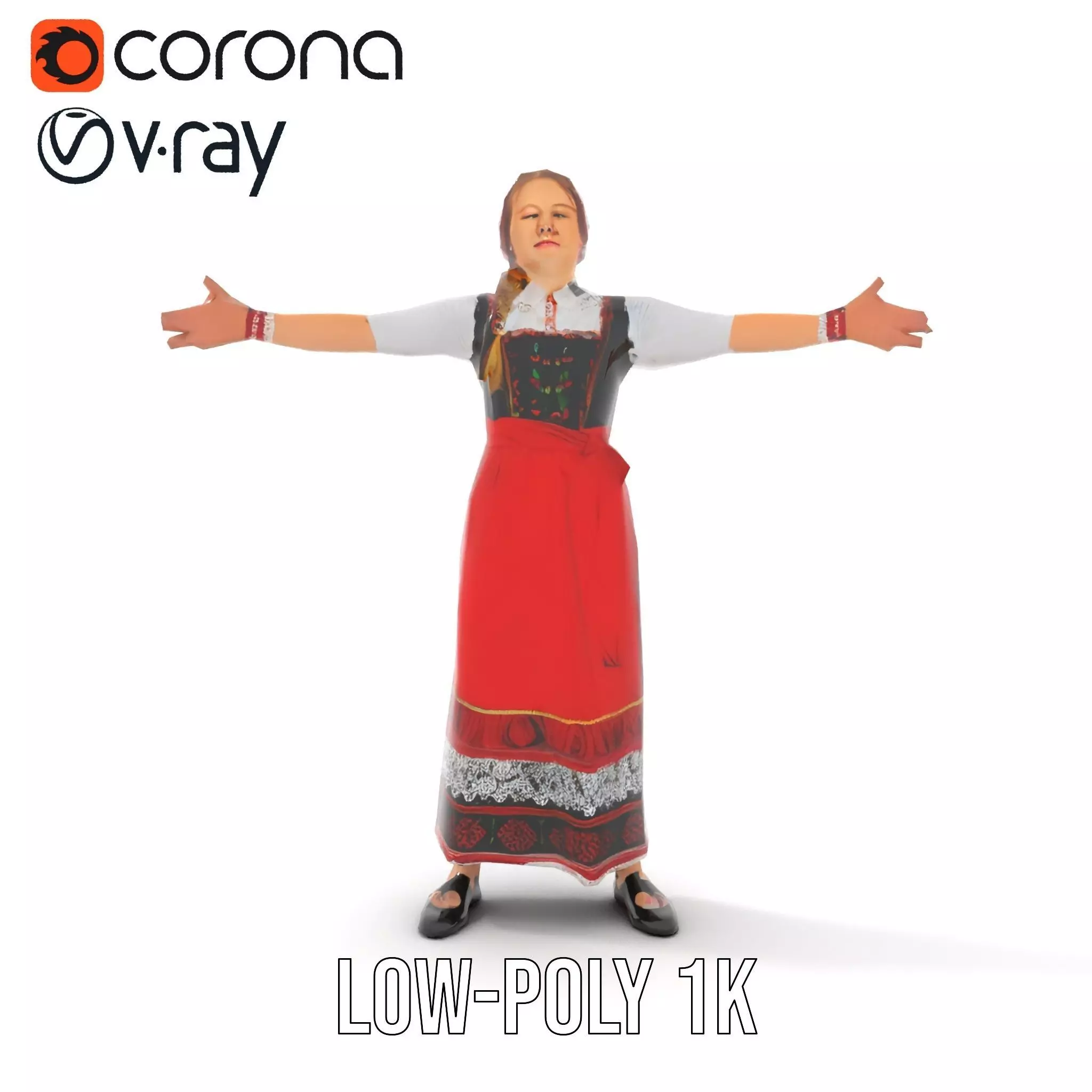 Traditional Folk Costume model pack Low-poly 3D model_31