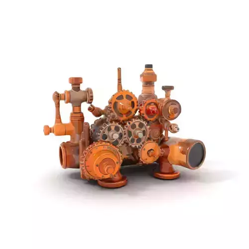 Industrial Brass Gear Assembly model pack Low-poly 3D model