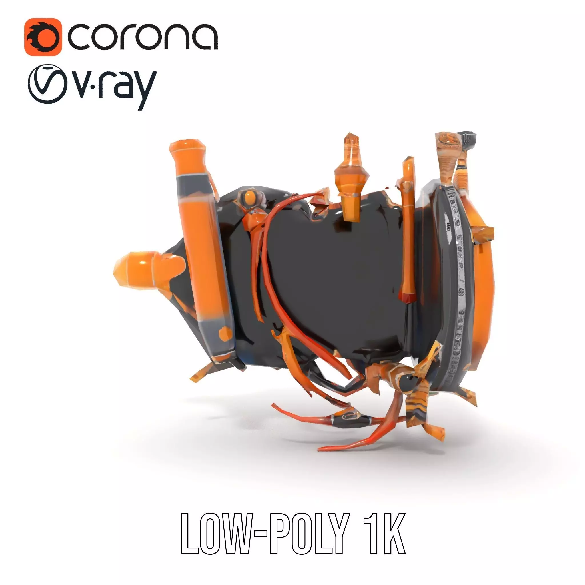 Golden Steampunk Gadget model pack Low-poly 3D model_7