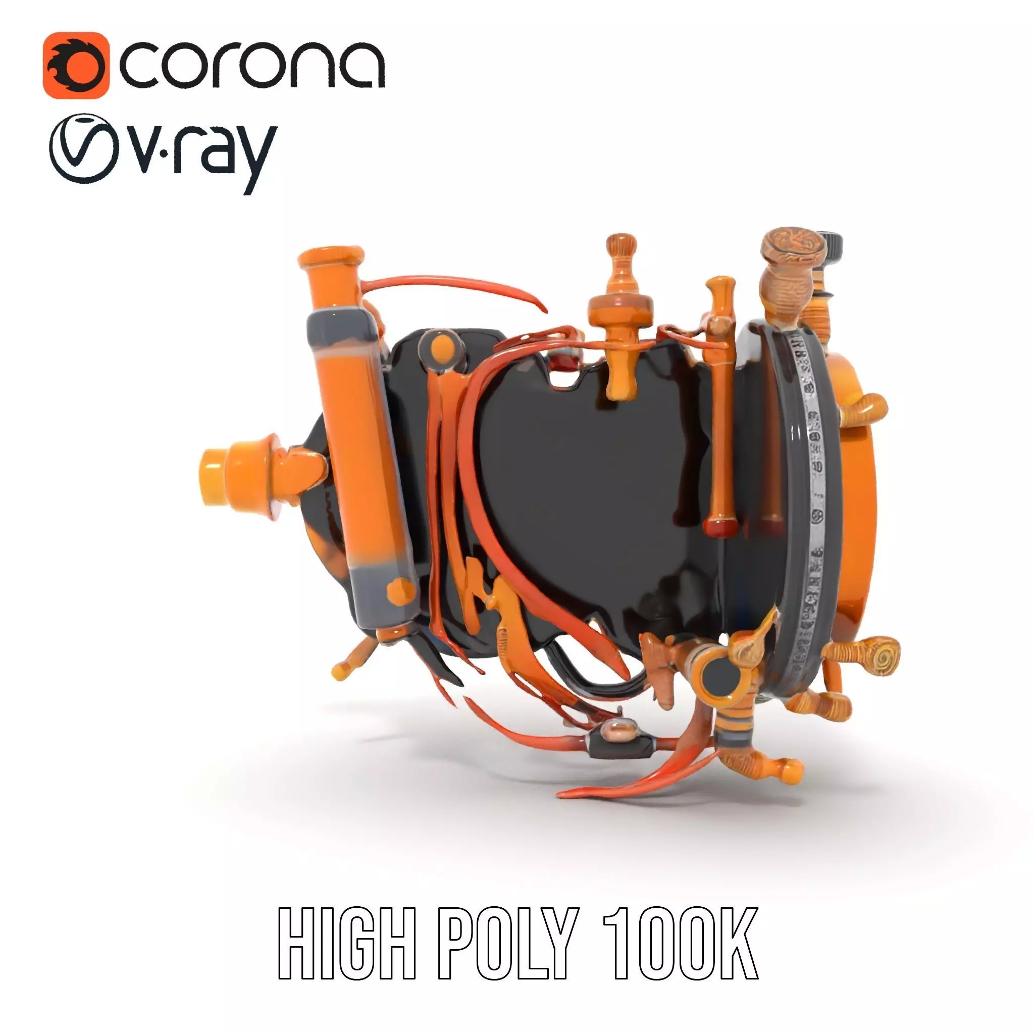 Golden Steampunk Gadget model pack Low-poly 3D model_31