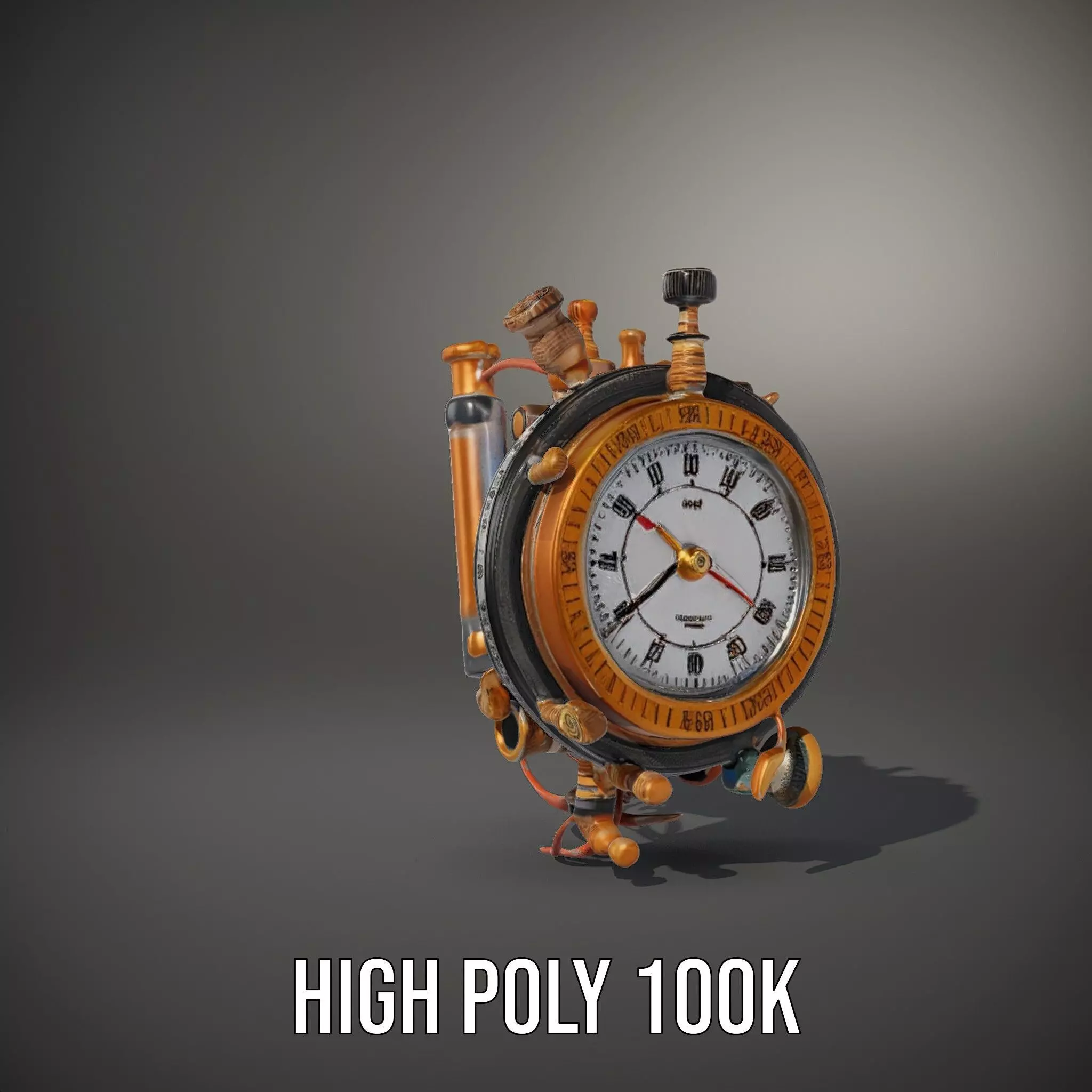 Golden Steampunk Gadget model pack Low-poly 3D model_8