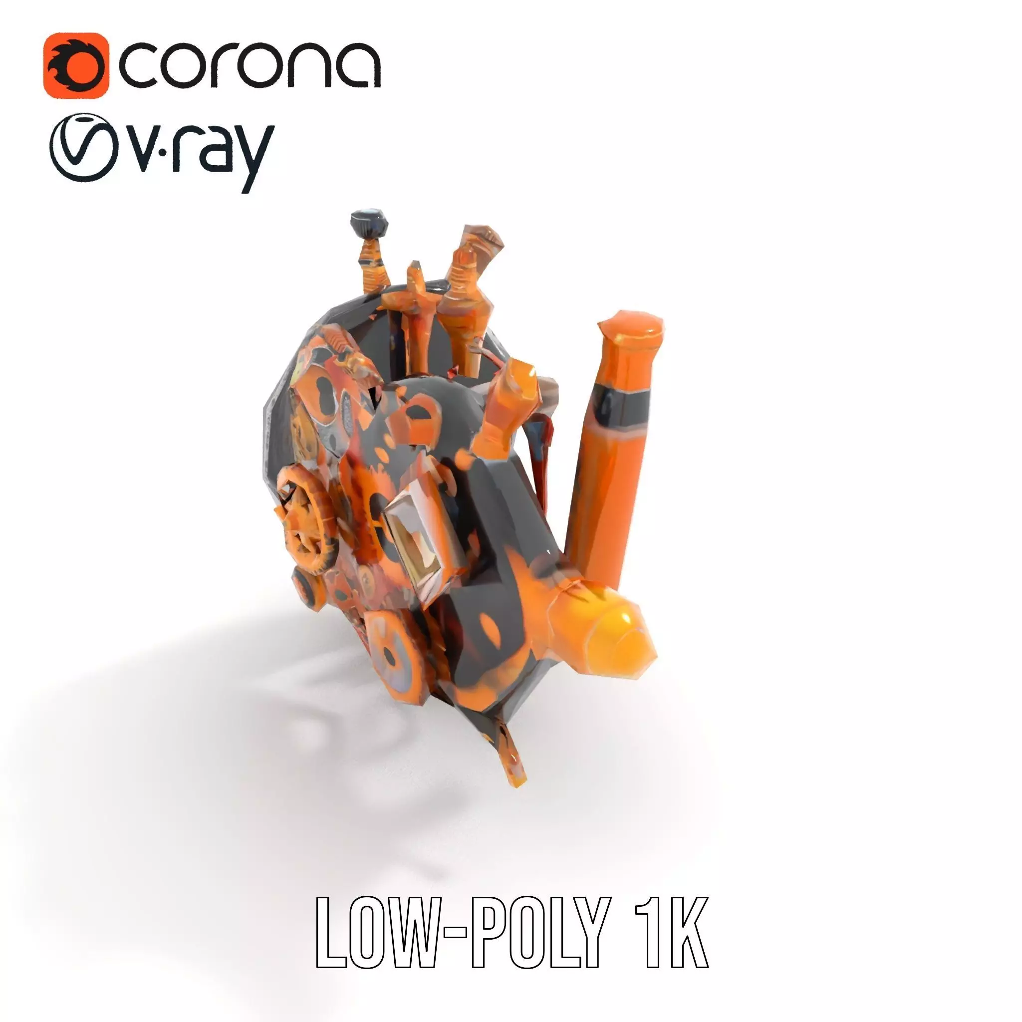 Golden Steampunk Gadget model pack Low-poly 3D model_14