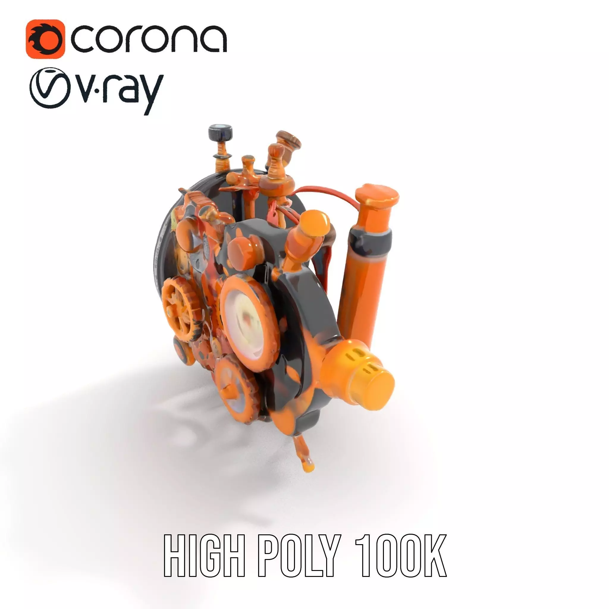 Golden Steampunk Gadget model pack Low-poly 3D model_28