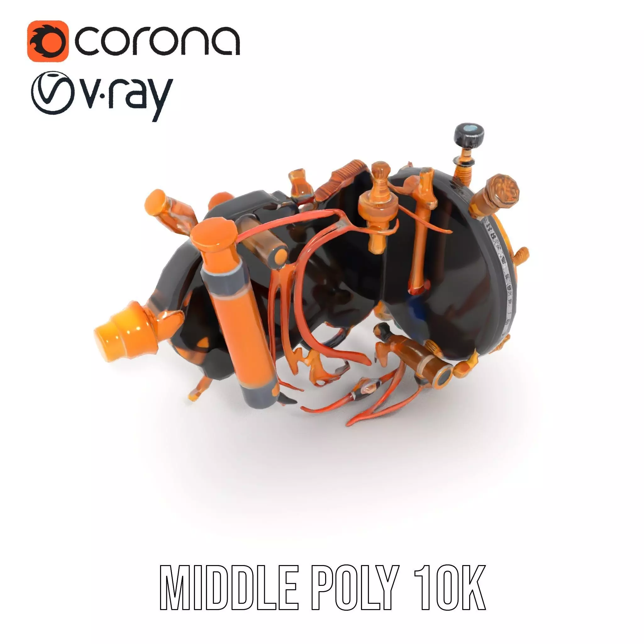 Golden Steampunk Gadget model pack Low-poly 3D model_13