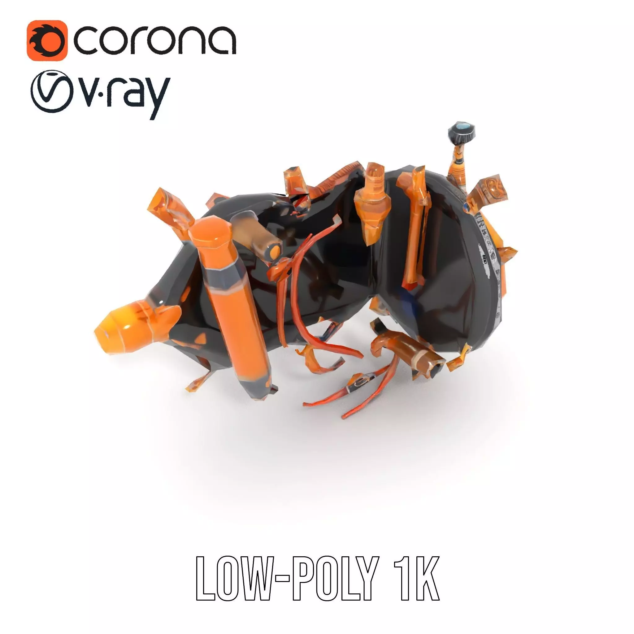 Golden Steampunk Gadget model pack Low-poly 3D model_19