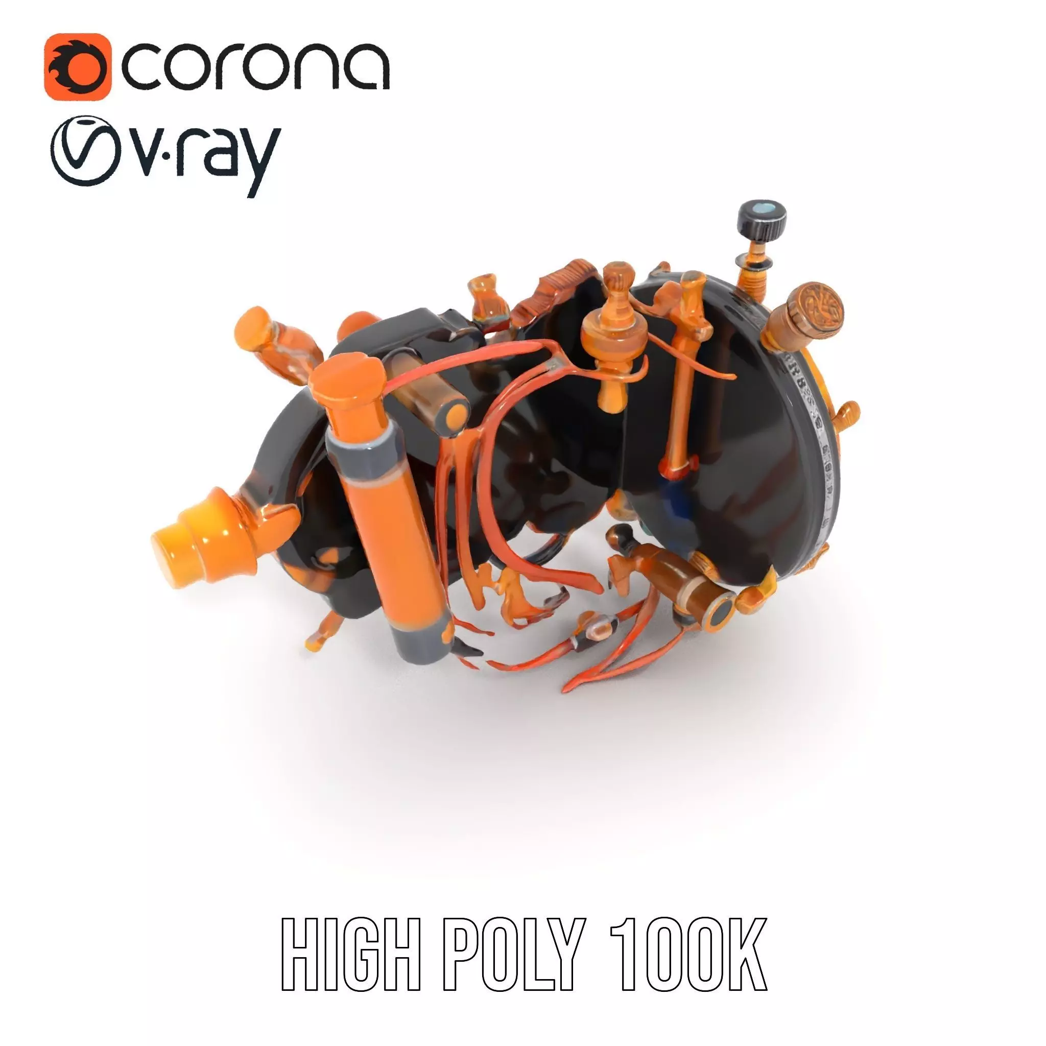 Golden Steampunk Gadget model pack Low-poly 3D model_20