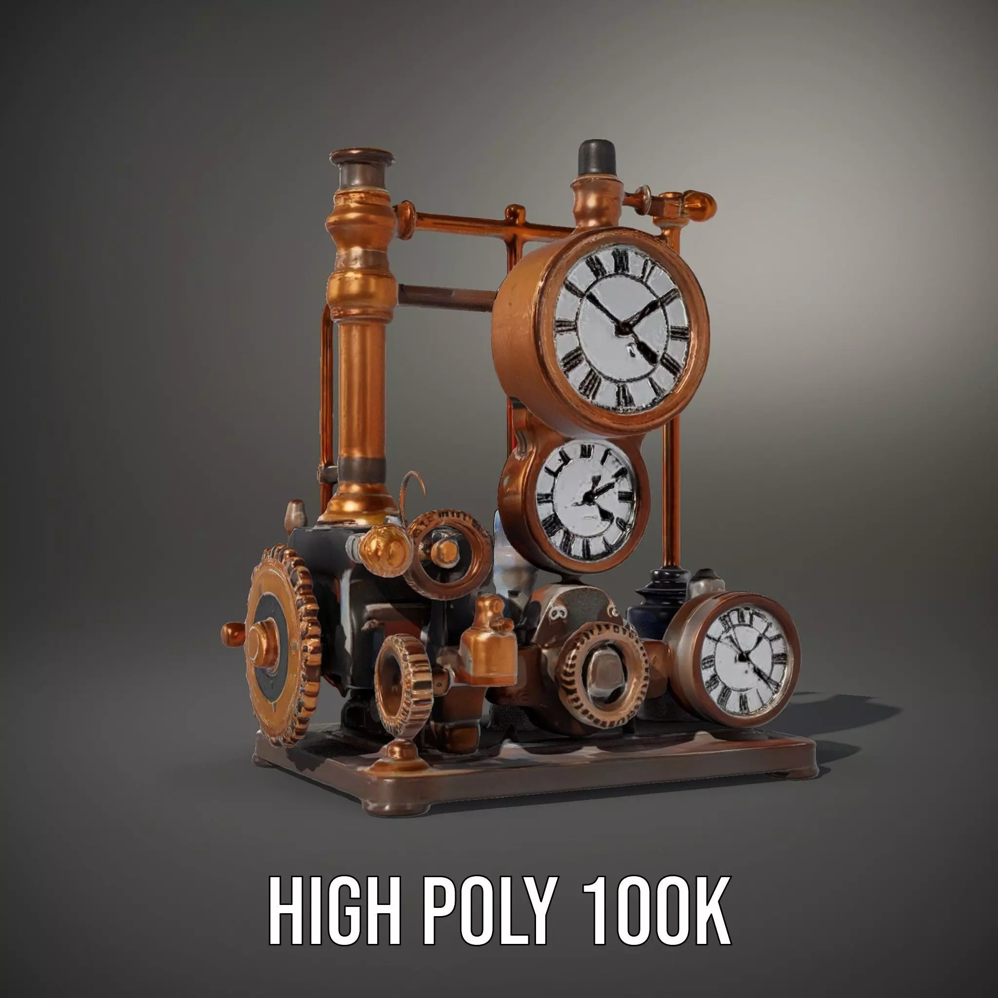 Steampunk Clockwork Brass model pack Low-poly 3D model_8
