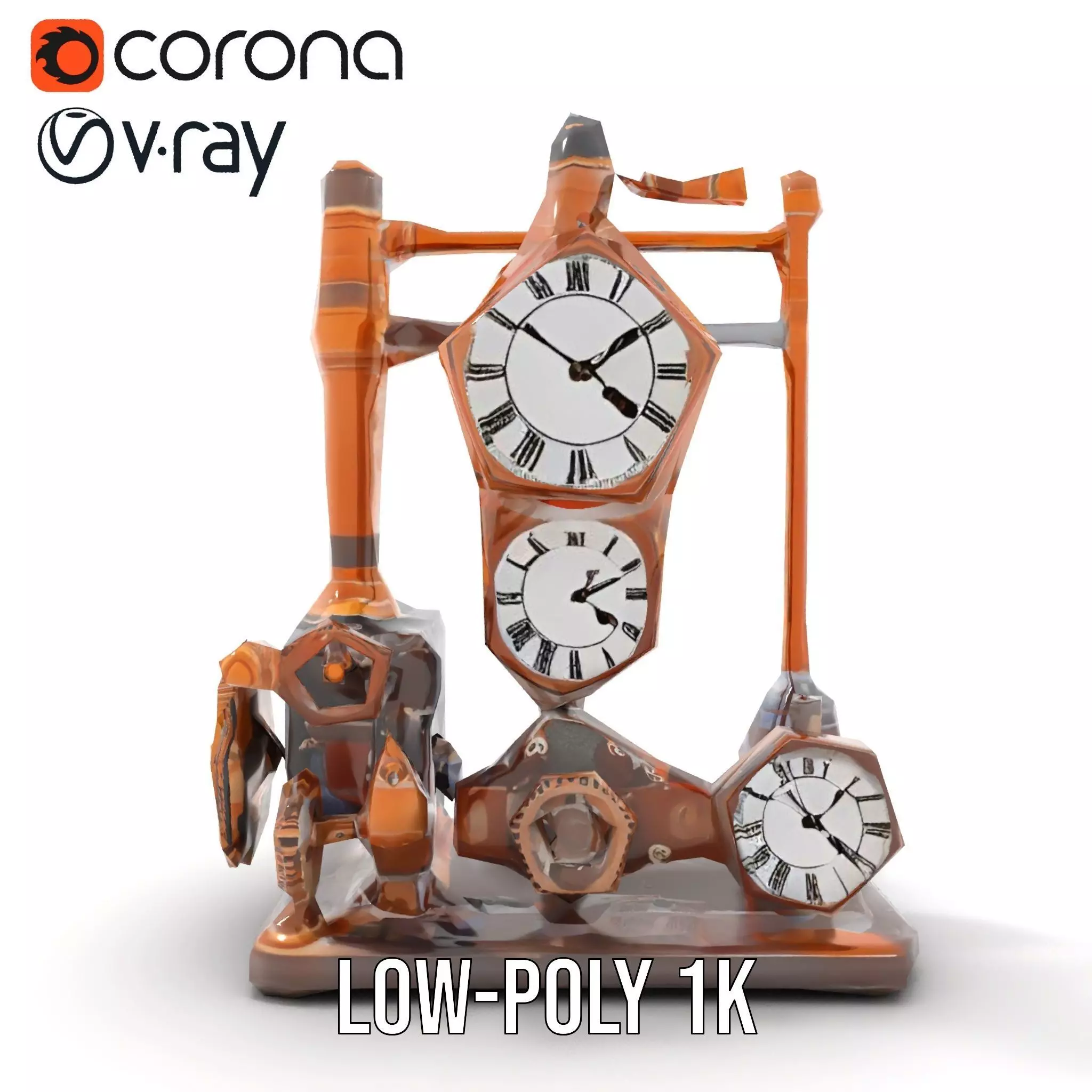 Steampunk Clockwork Brass model pack Low-poly 3D model_9