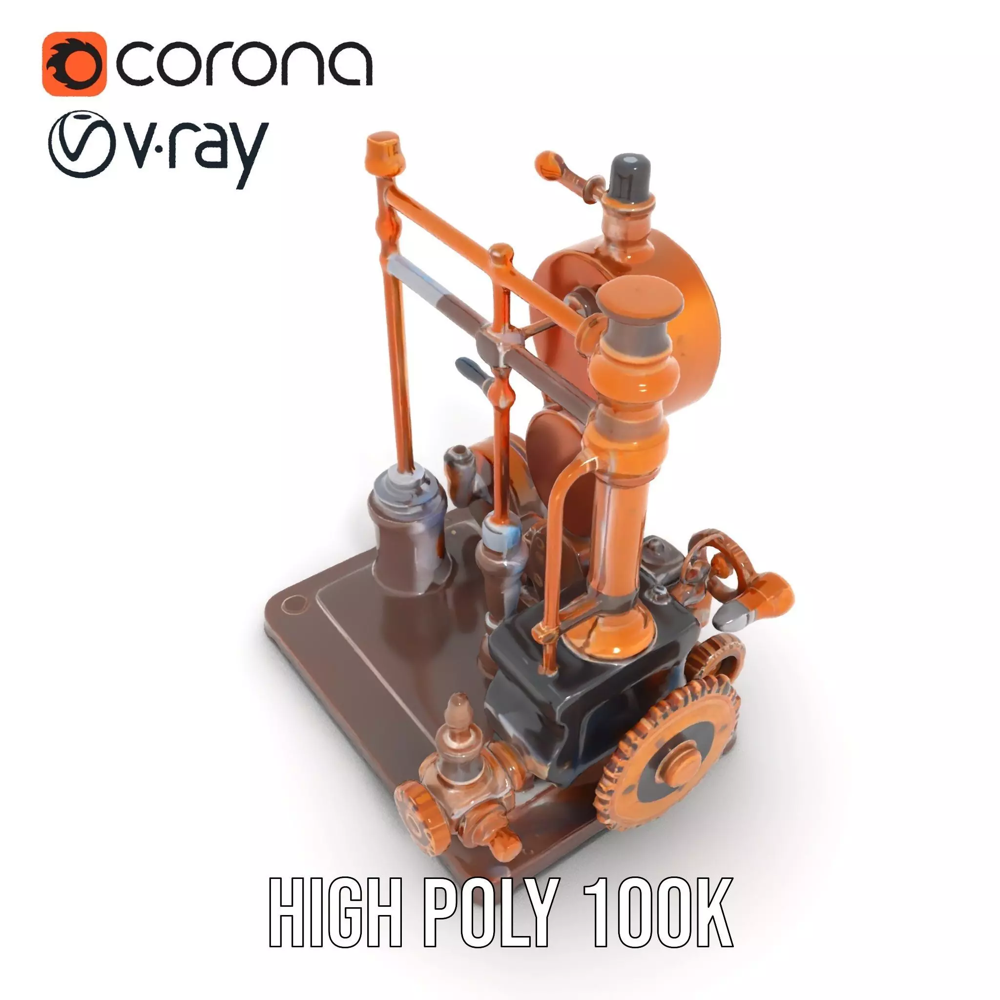 Steampunk Clockwork Brass model pack Low-poly 3D model_23