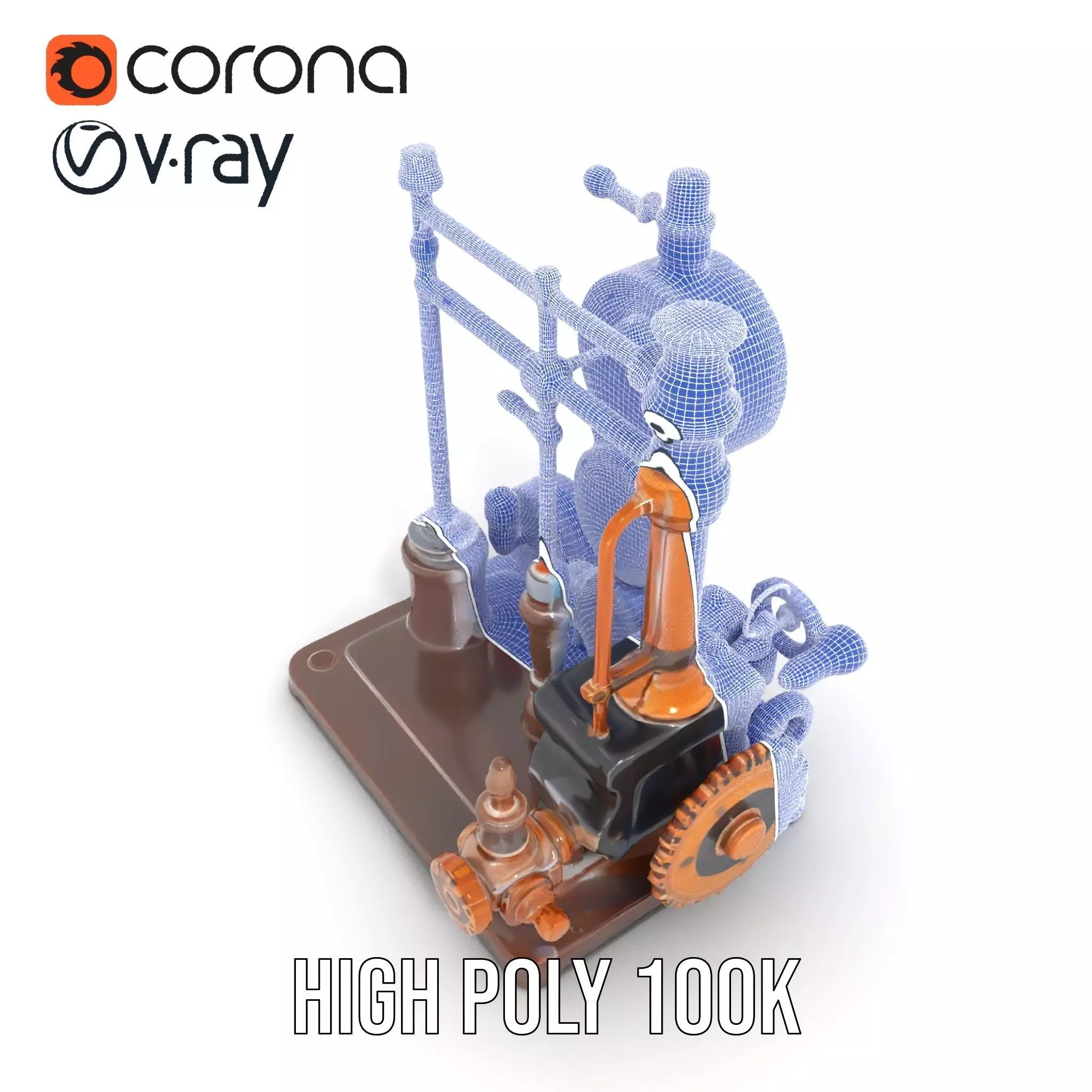 Steampunk Clockwork Brass model pack Low-poly 3D model_33