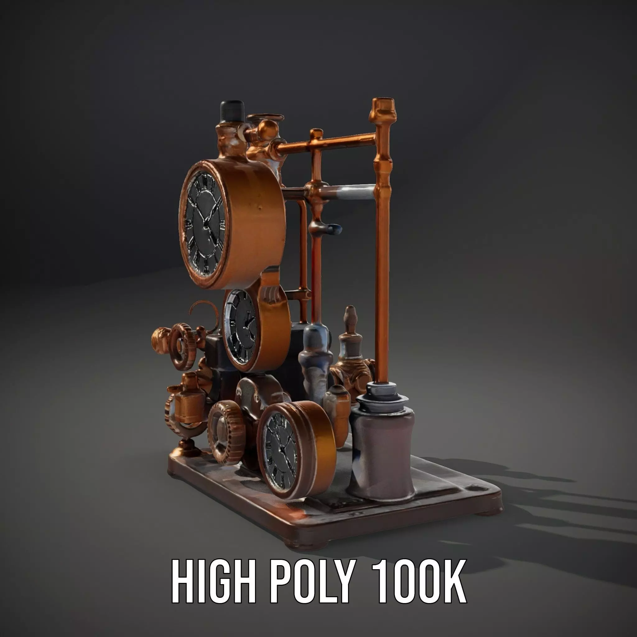 Steampunk Clockwork Brass model pack Low-poly 3D model_10