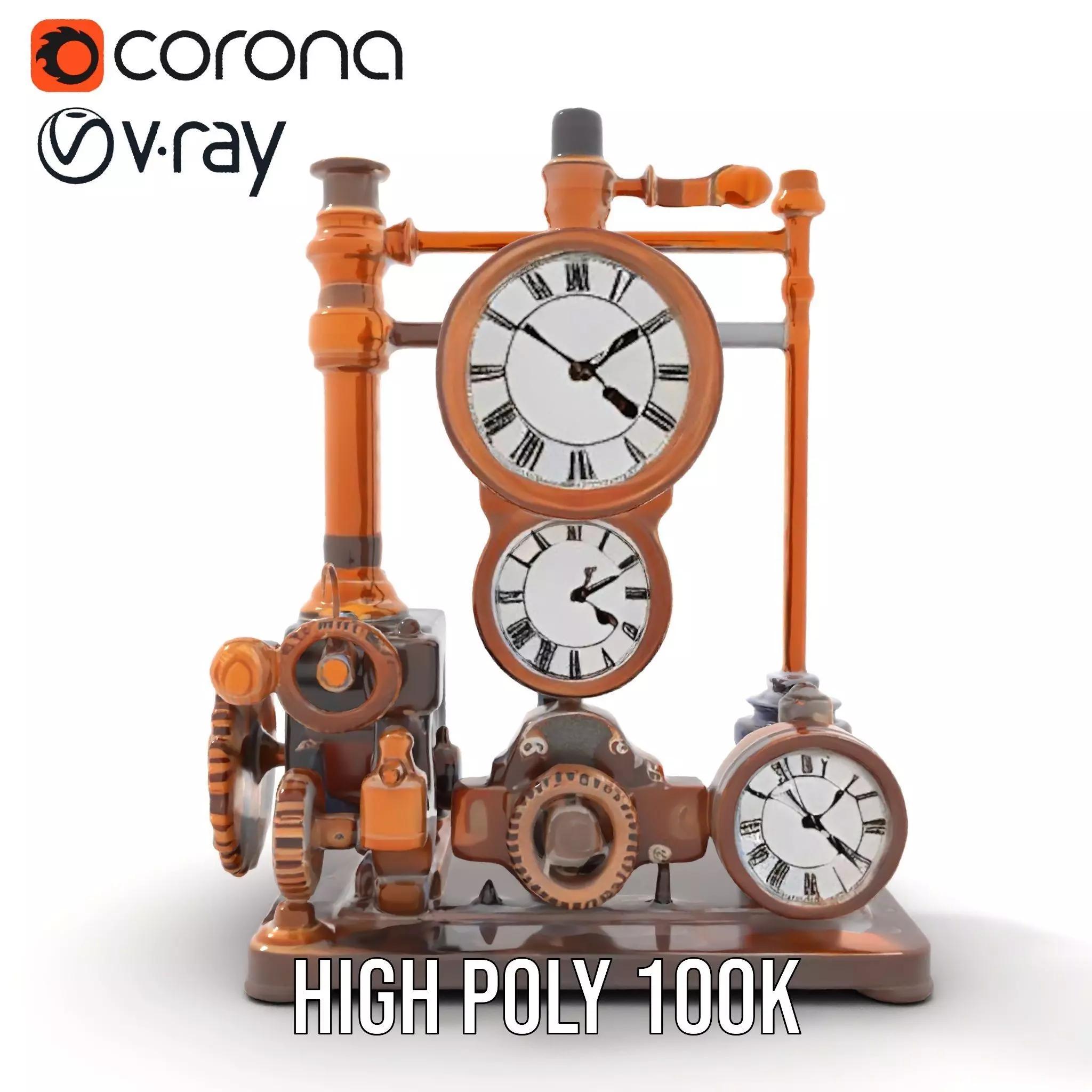 Steampunk Clockwork Brass model pack Low-poly 3D model_20