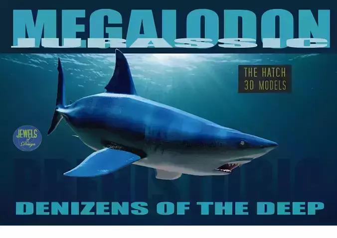 Megalodon great shark and whale Low-poly 3D model