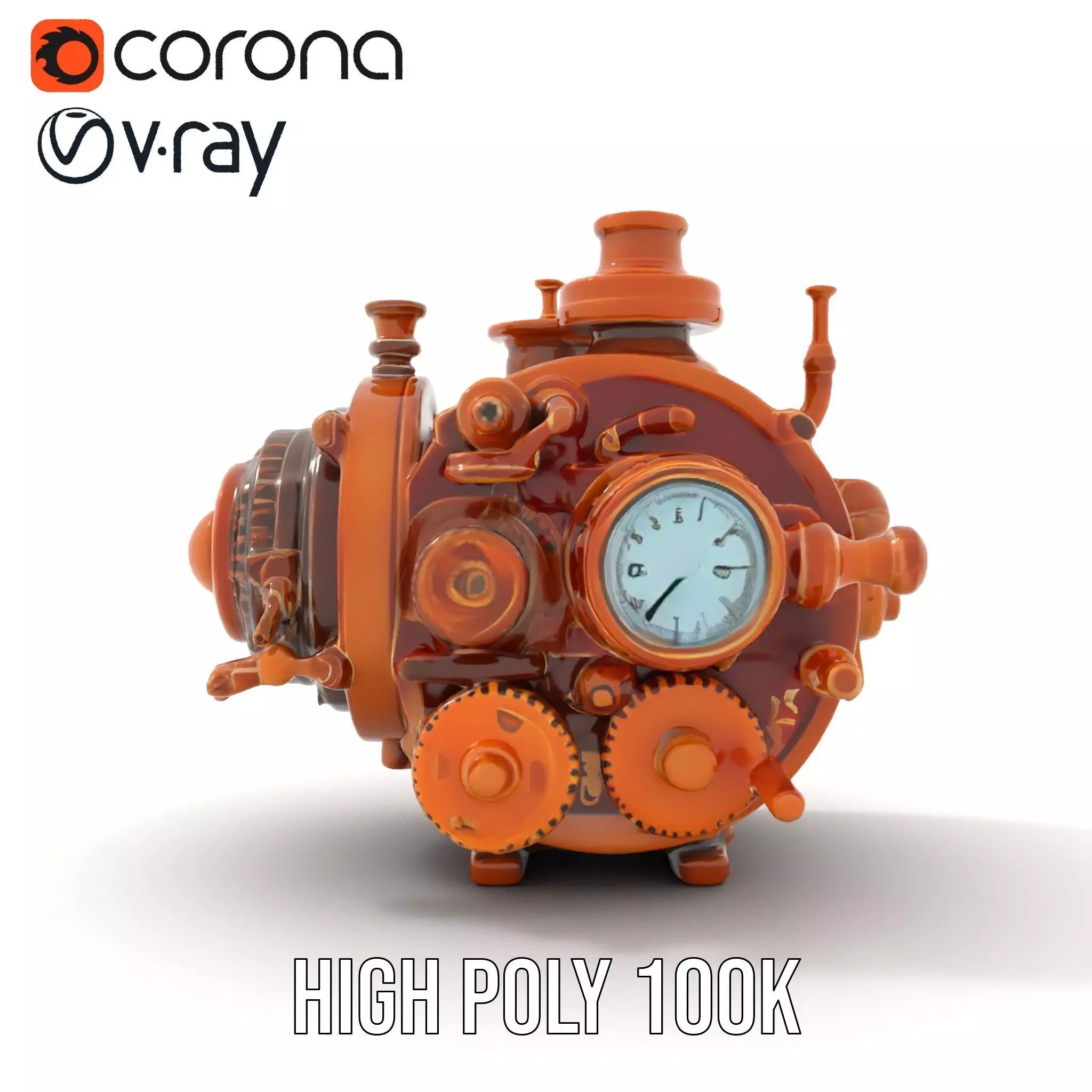 Antique Brass Gadget model pack Low-poly 3D model_23