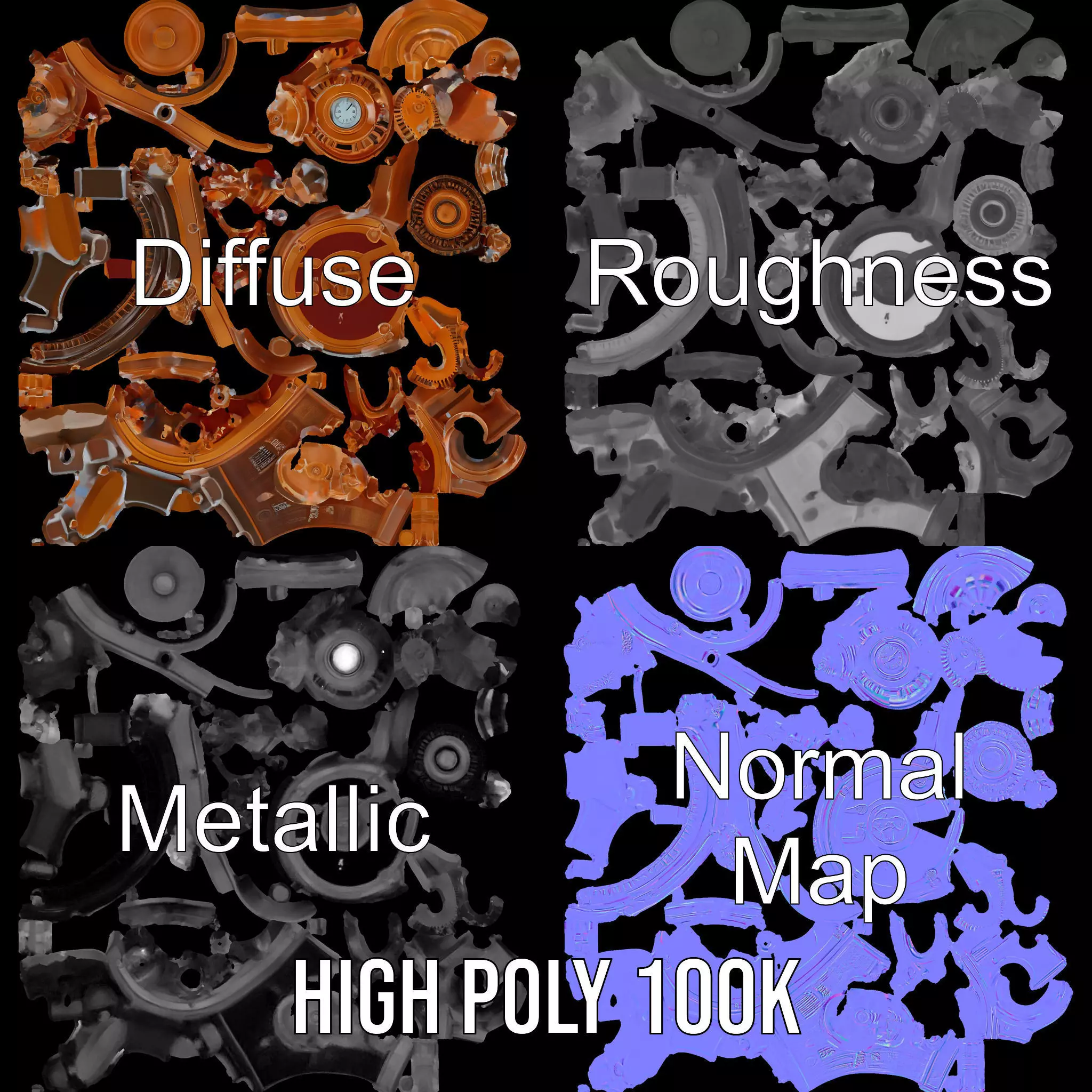 Antique Brass Gadget model pack Low-poly 3D model_3