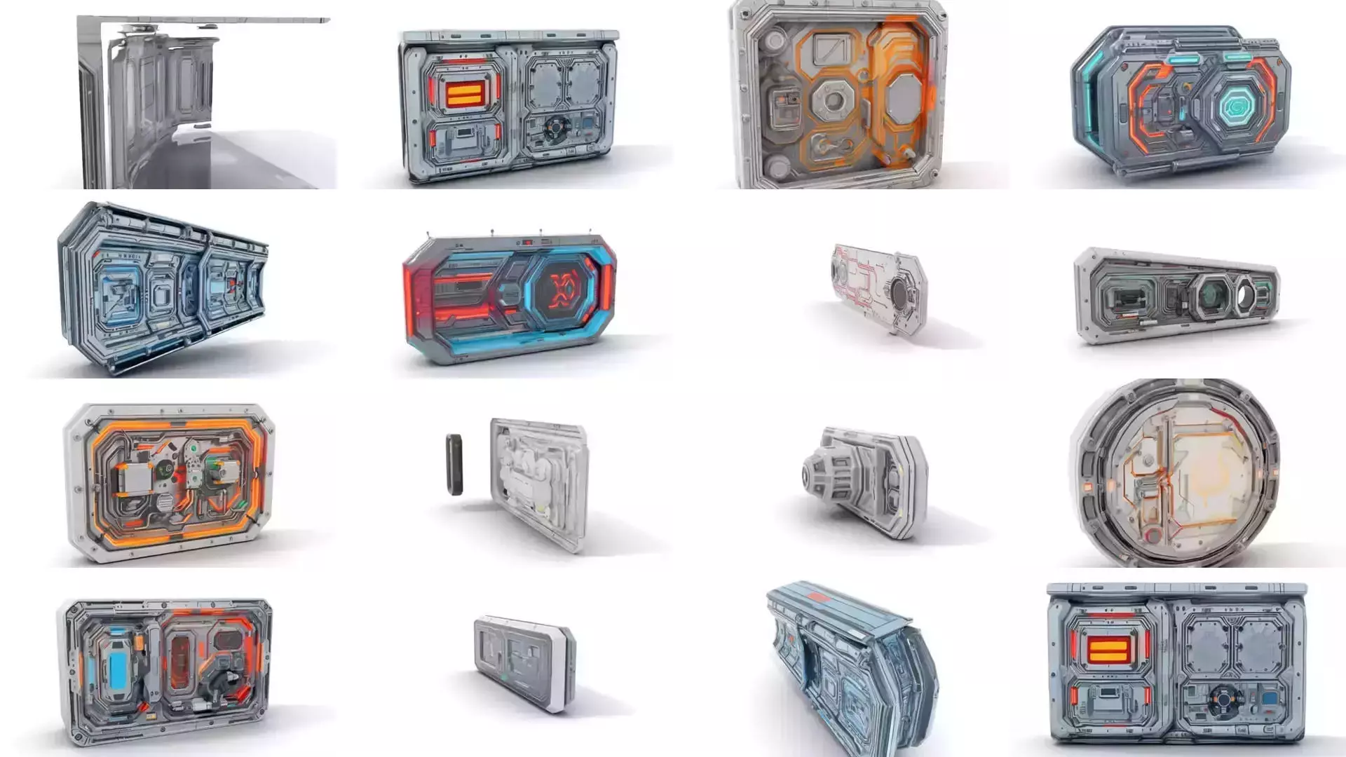 Futuristic Spaceship Walls Pack 3D Model Collection_31