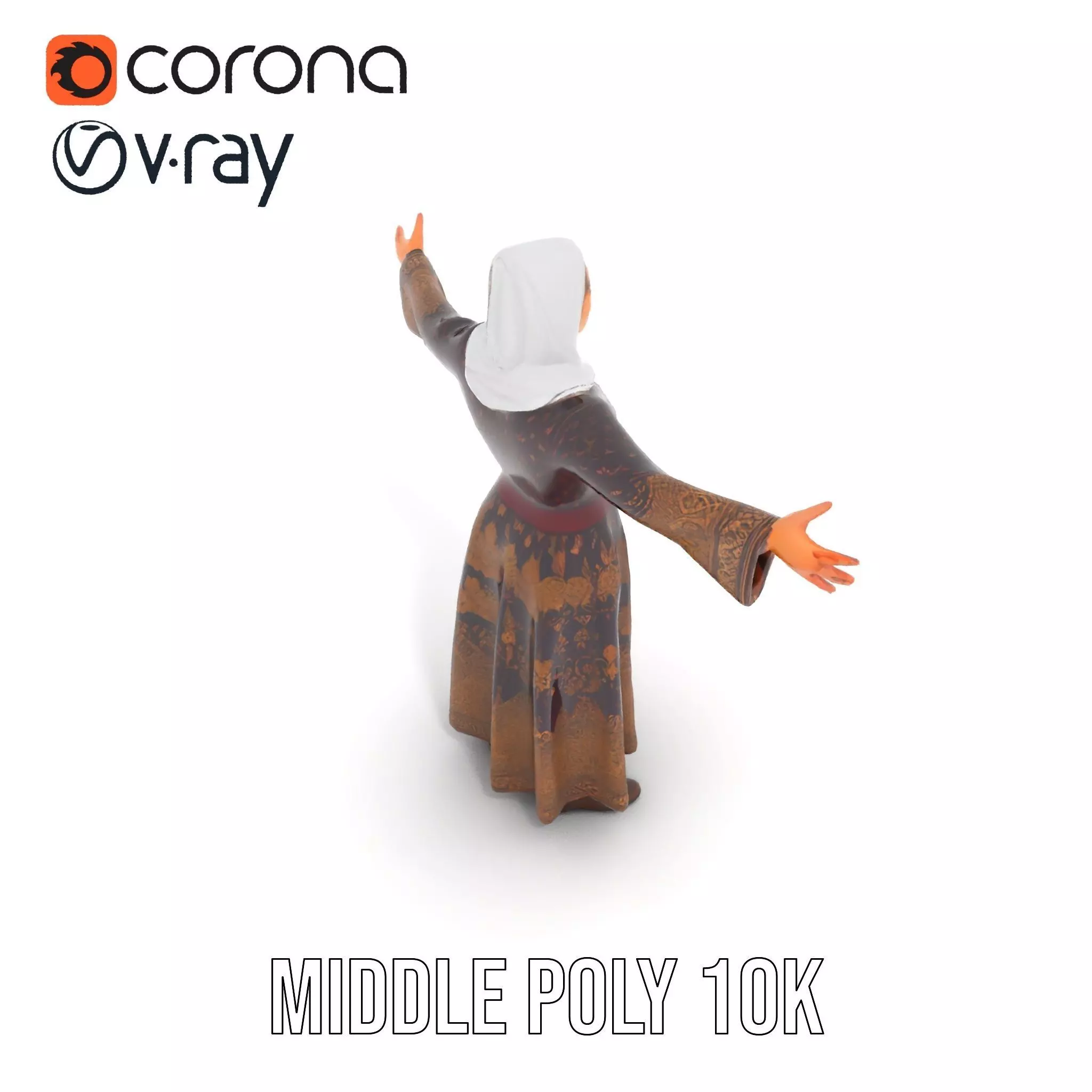 Elegant Kaftan Wearable model pack Low-poly 3D model_13