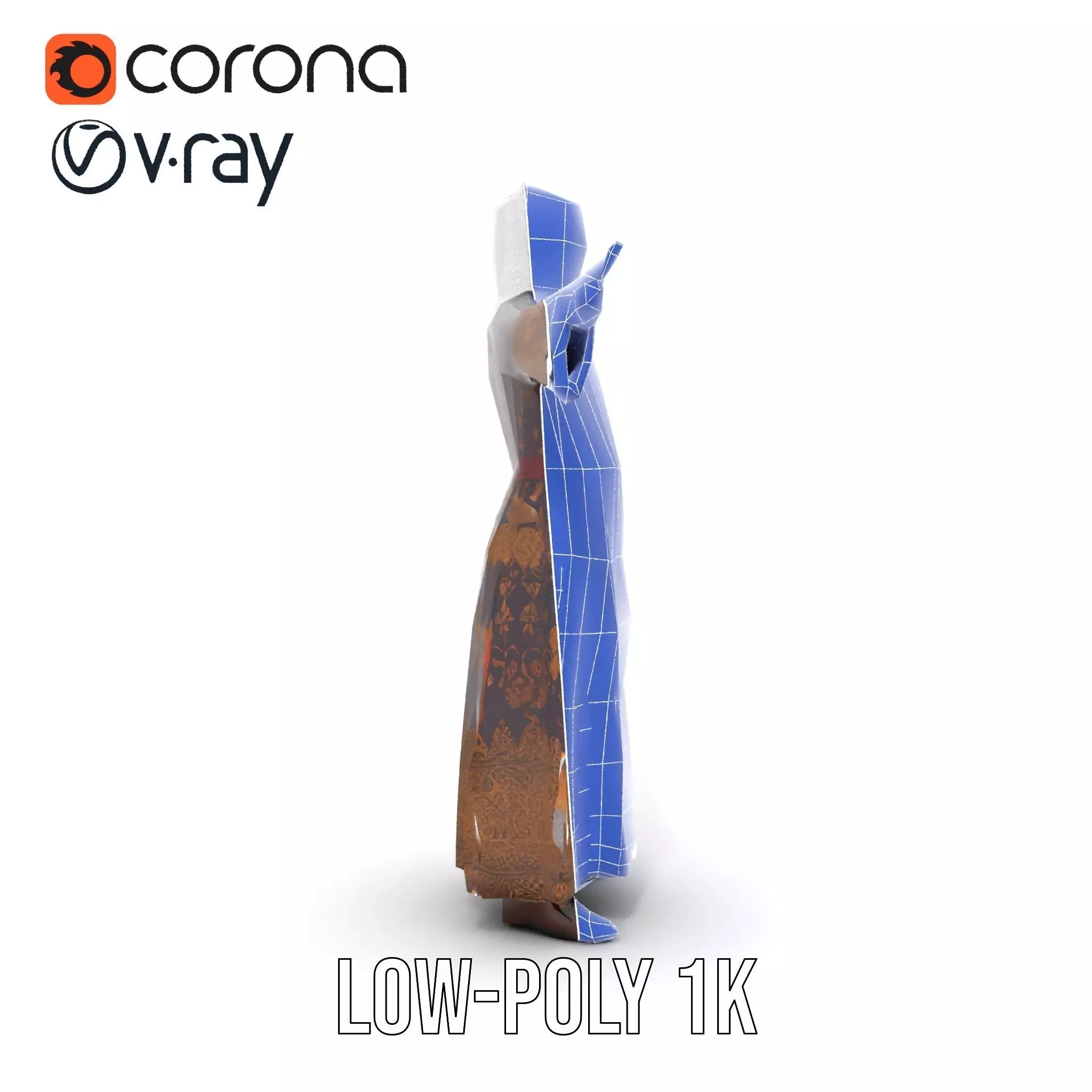 Elegant Kaftan Wearable model pack Low-poly 3D model_28