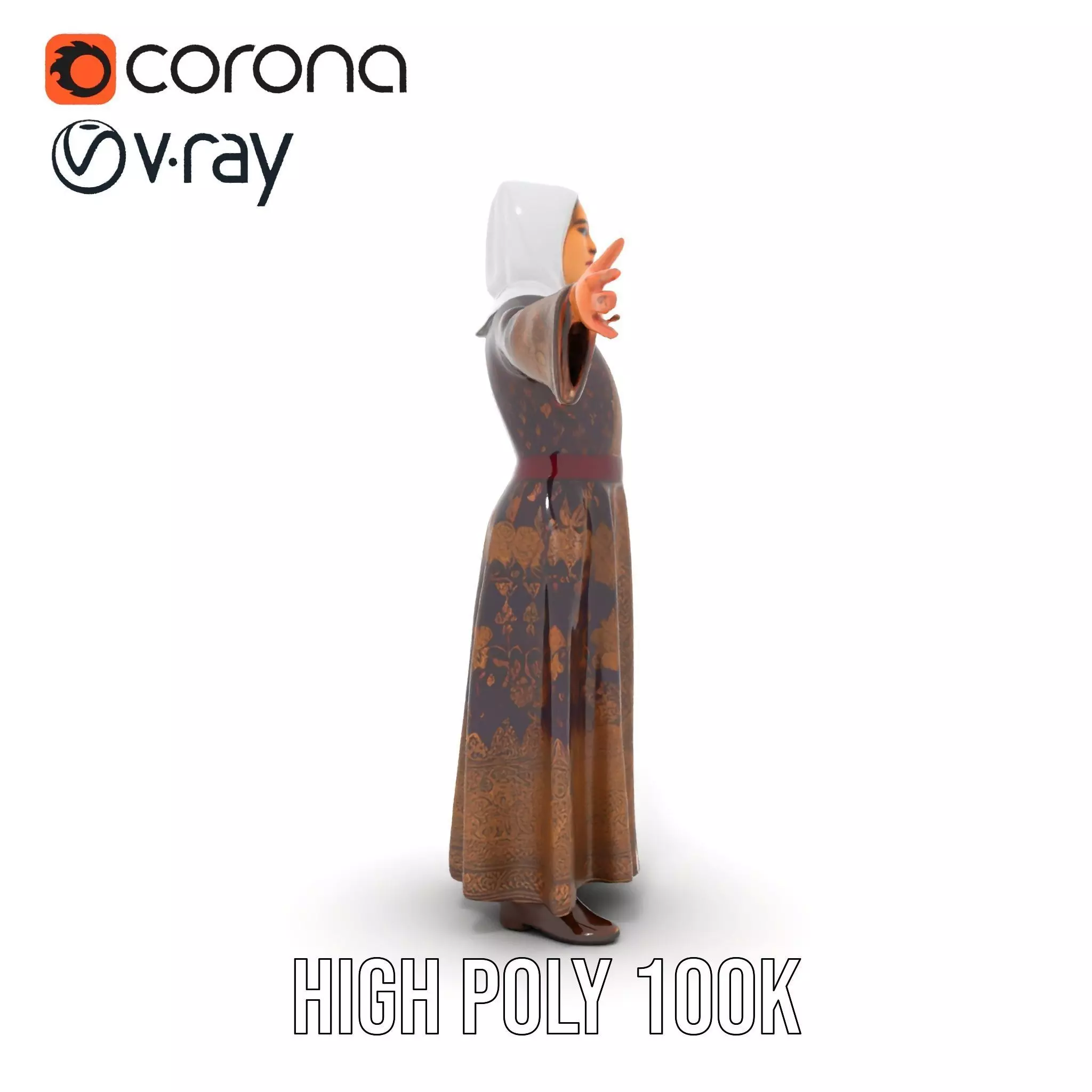 Elegant Kaftan Wearable model pack Low-poly 3D model_32