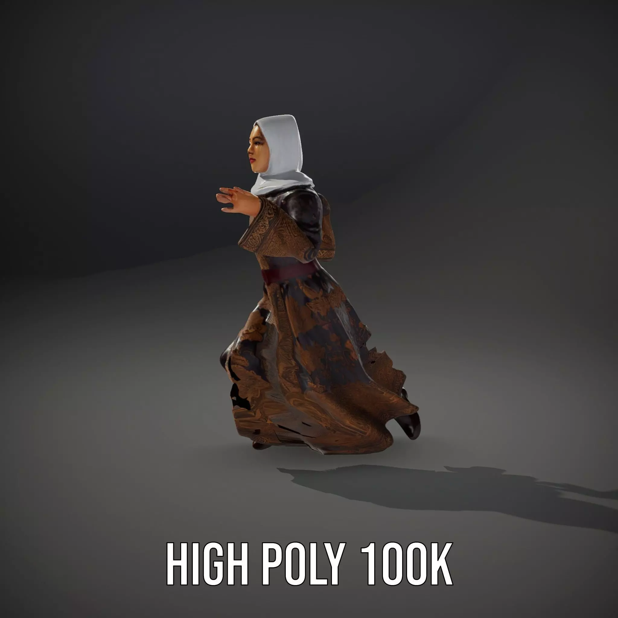 Elegant Kaftan Wearable model pack Low-poly 3D model_10