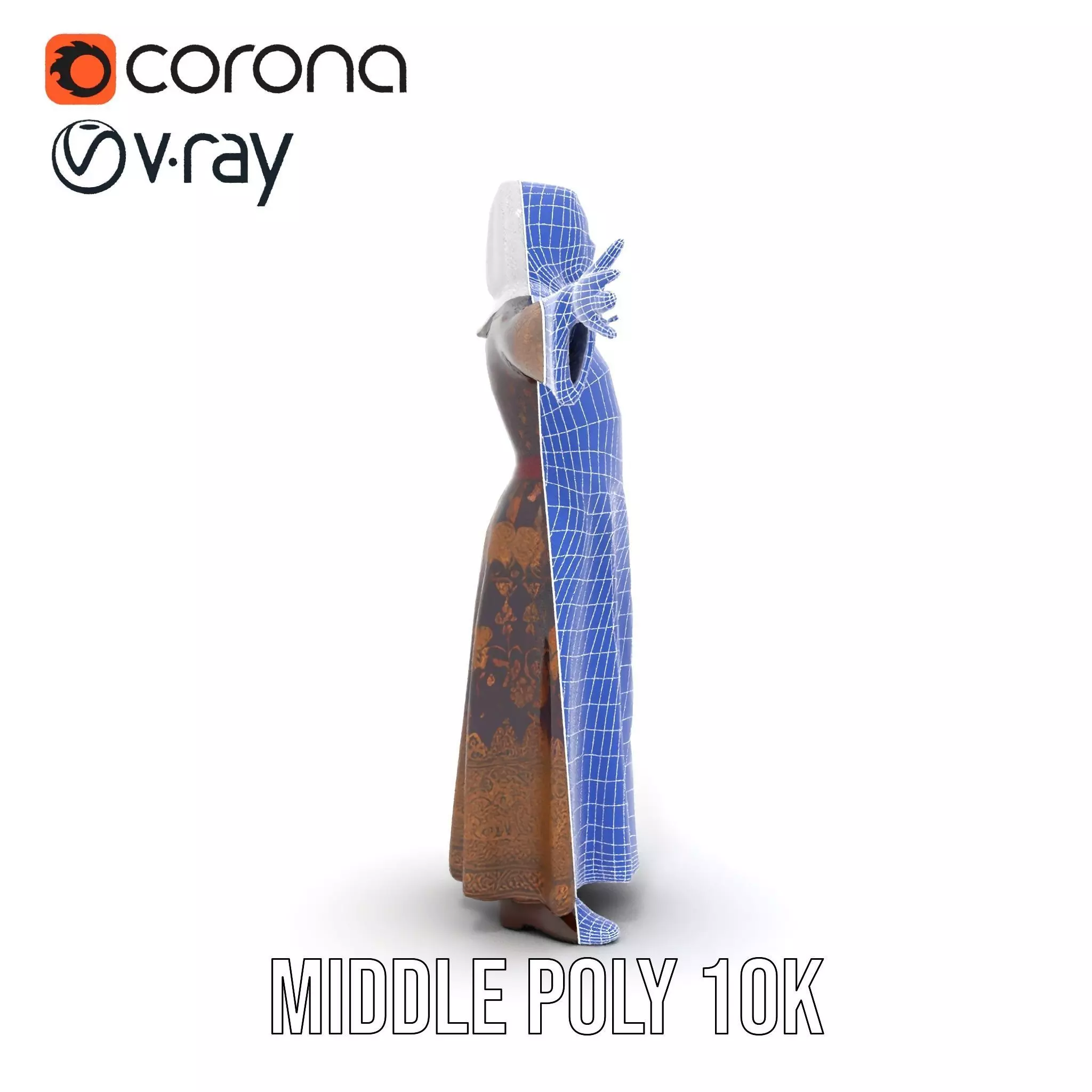 Elegant Kaftan Wearable model pack Low-poly 3D model_21