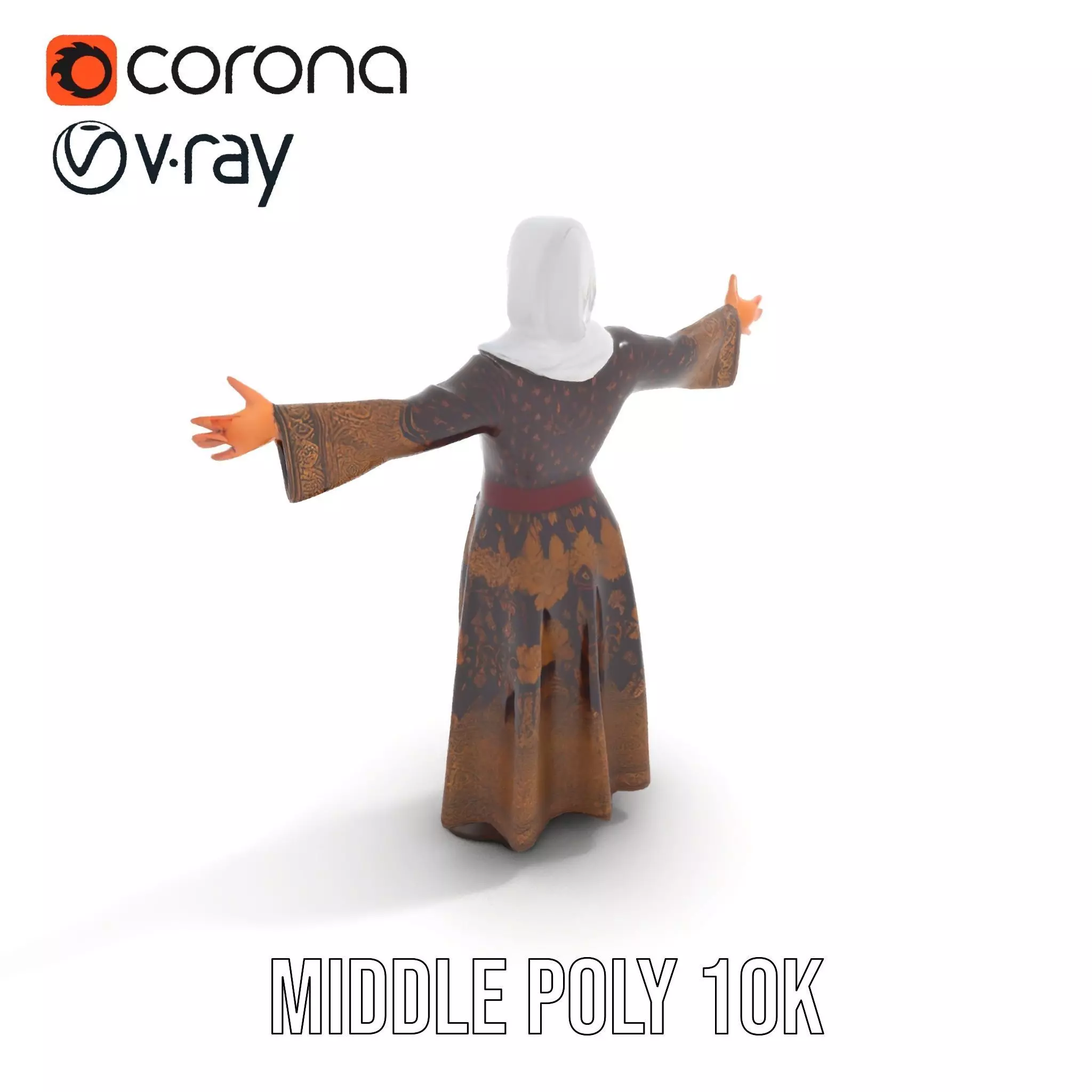 Elegant Kaftan Wearable model pack Low-poly 3D model_5