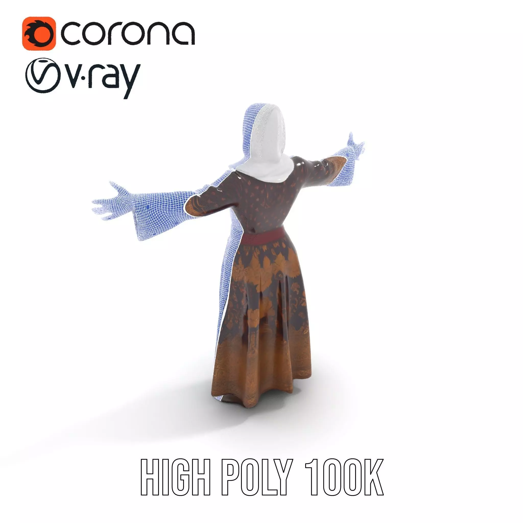 Elegant Kaftan Wearable model pack Low-poly 3D model_23