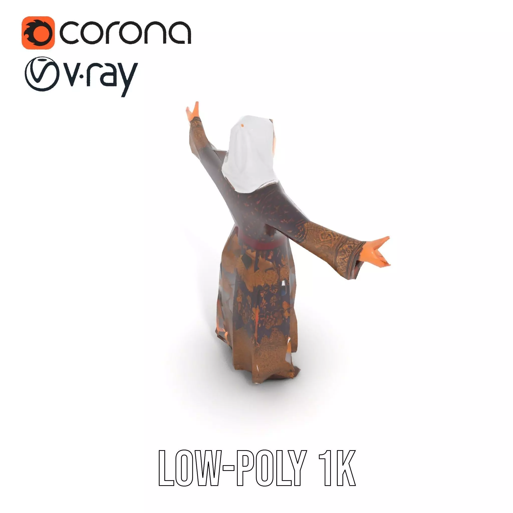 Elegant Kaftan Wearable model pack Low-poly 3D model_7