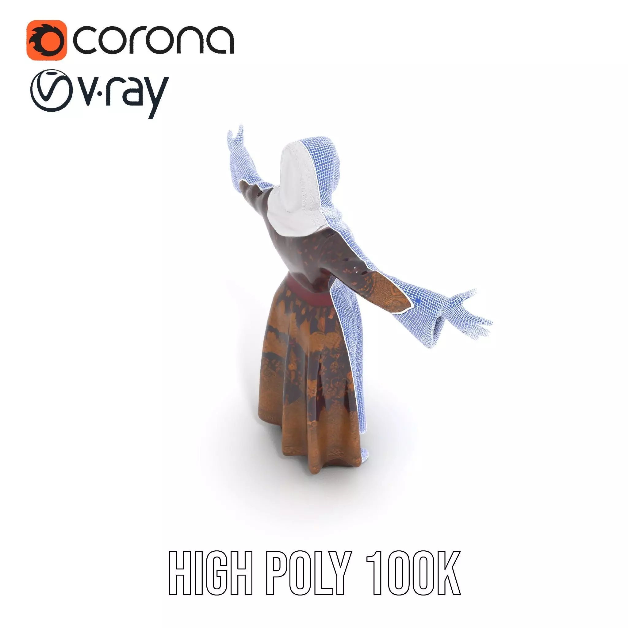 Elegant Kaftan Wearable model pack Low-poly 3D model_34